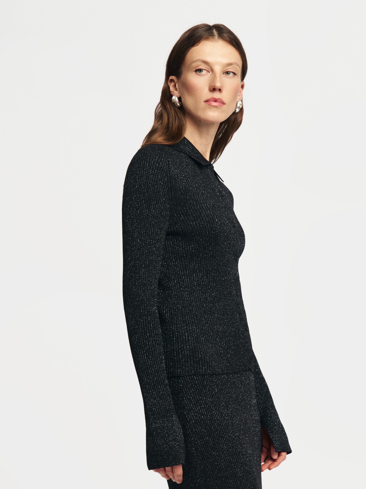 Трикотажный кардиган с люрексом