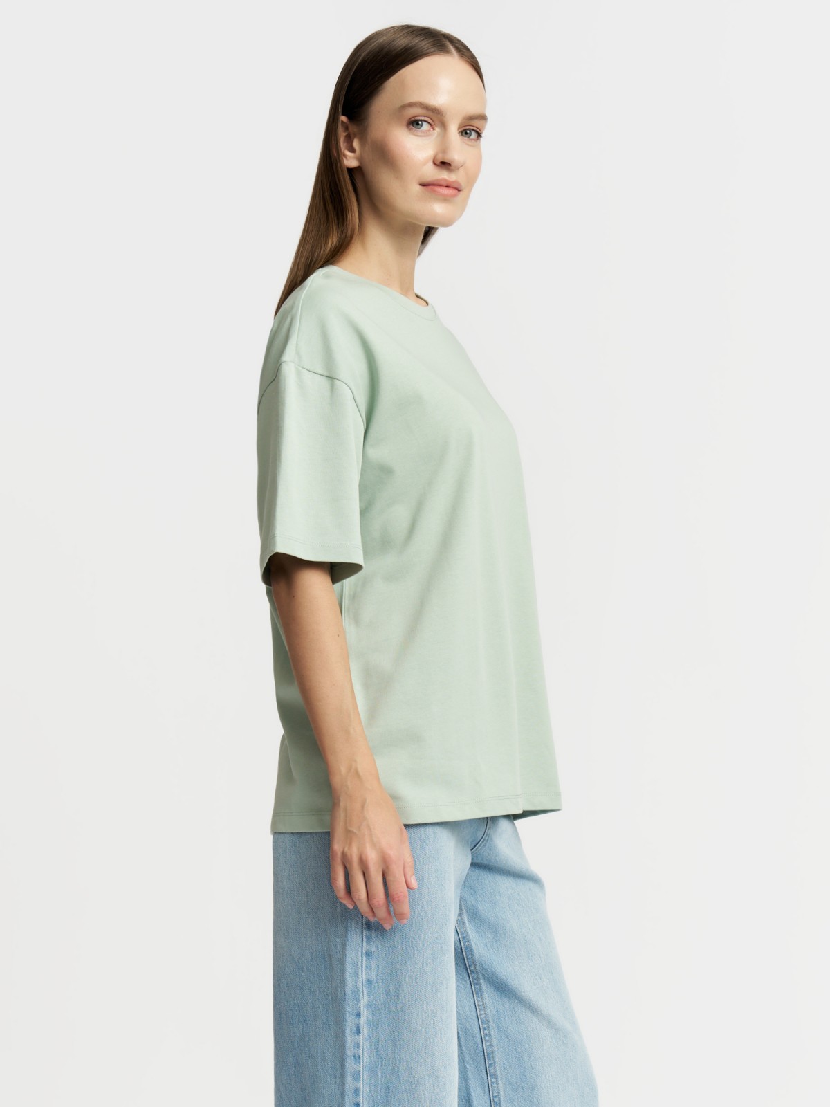 Футболка оверсайз из хлопка однотонная