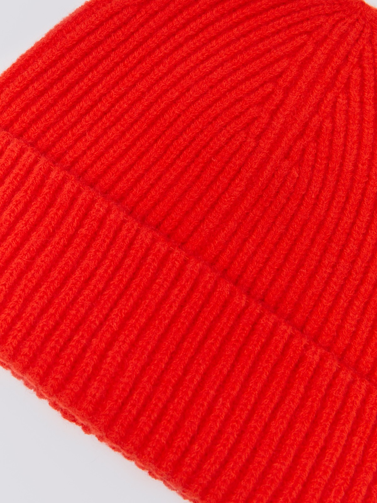 Вязаная шапка-бини с отворотом zolla 02411924G075, цвет красный, размер 54-58 - фото 2