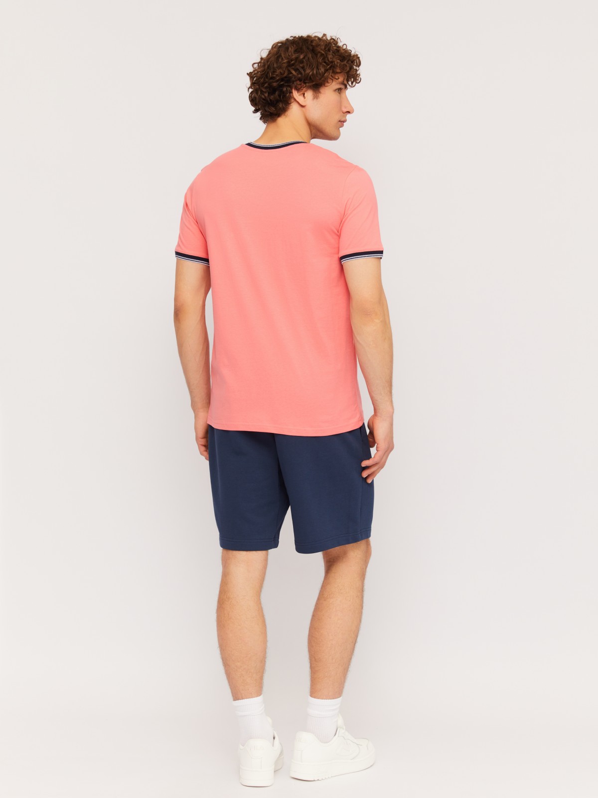 Футболка хенли из хлопка с коротким рукавом