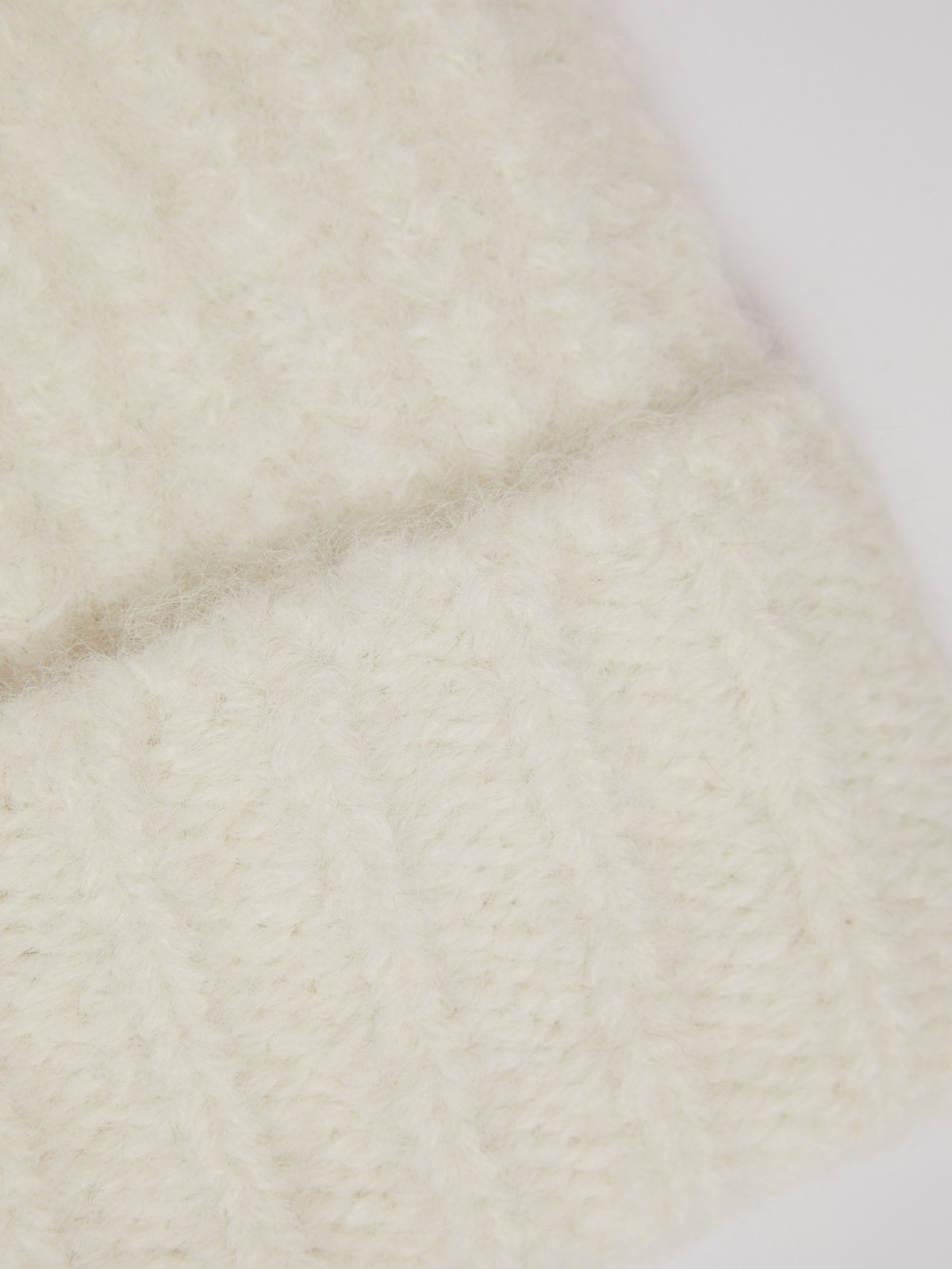 Шерстяная вязаная шапка-бини с отворотом