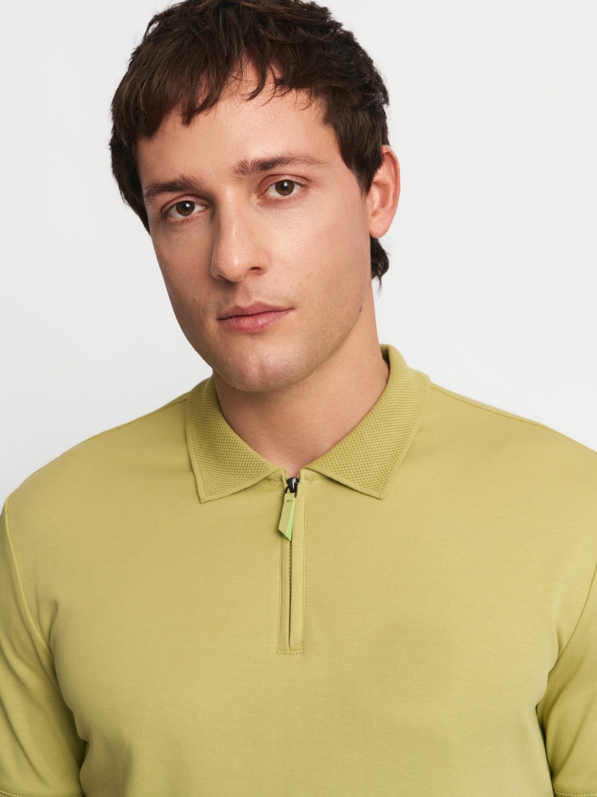 Футболка поло из хлопка на молнии