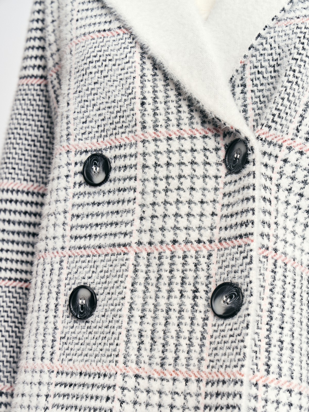 Двубортный кардиган-жакет с узором в клетку