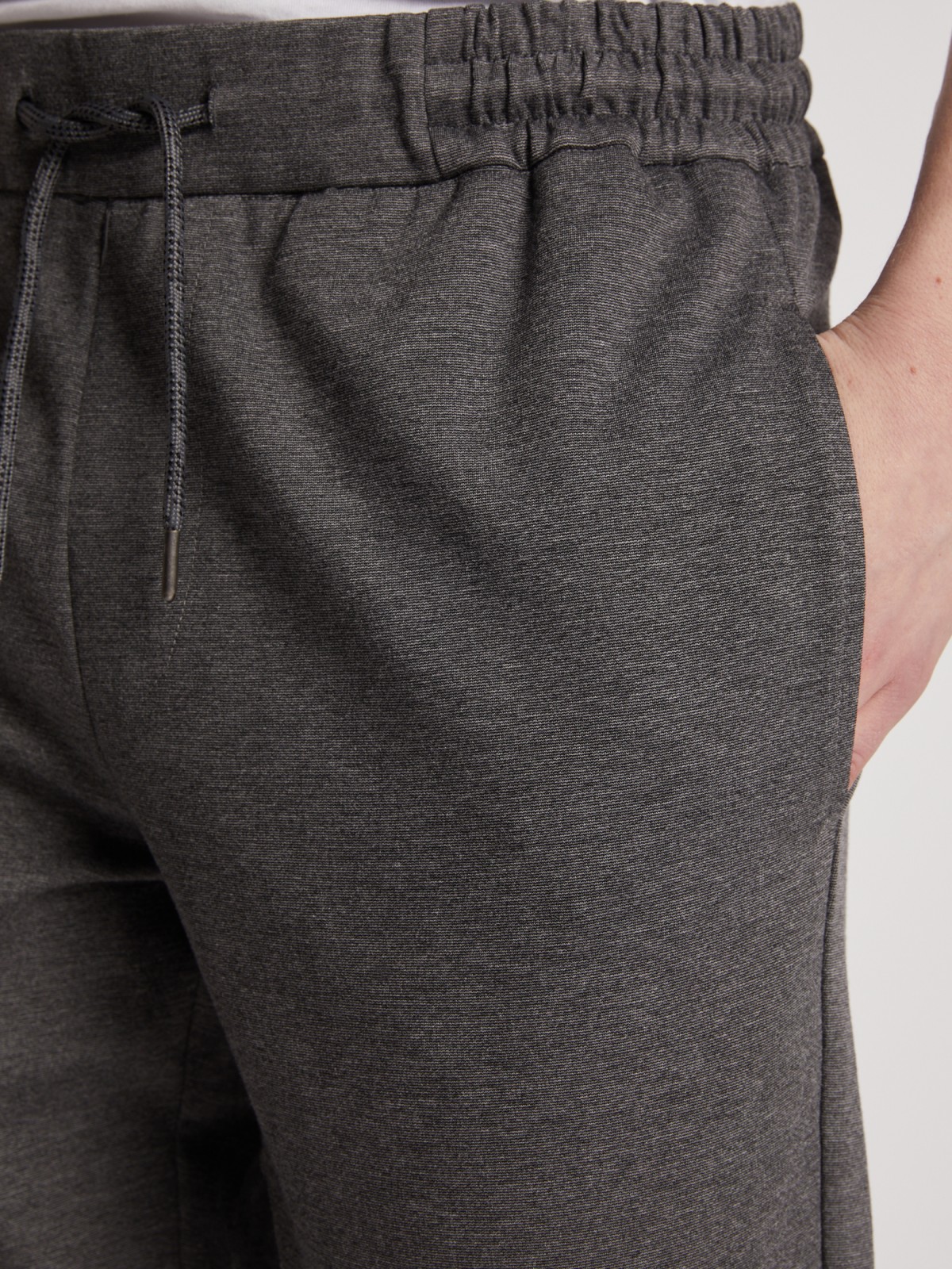 Спортивные брюки из трикотажа zolla 012317604011, цвет темно-серый, размер S - фото 4
