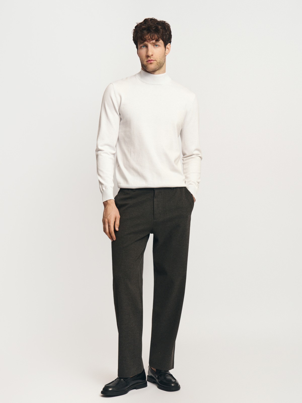 Утеплённые прямые брюки с начёсом