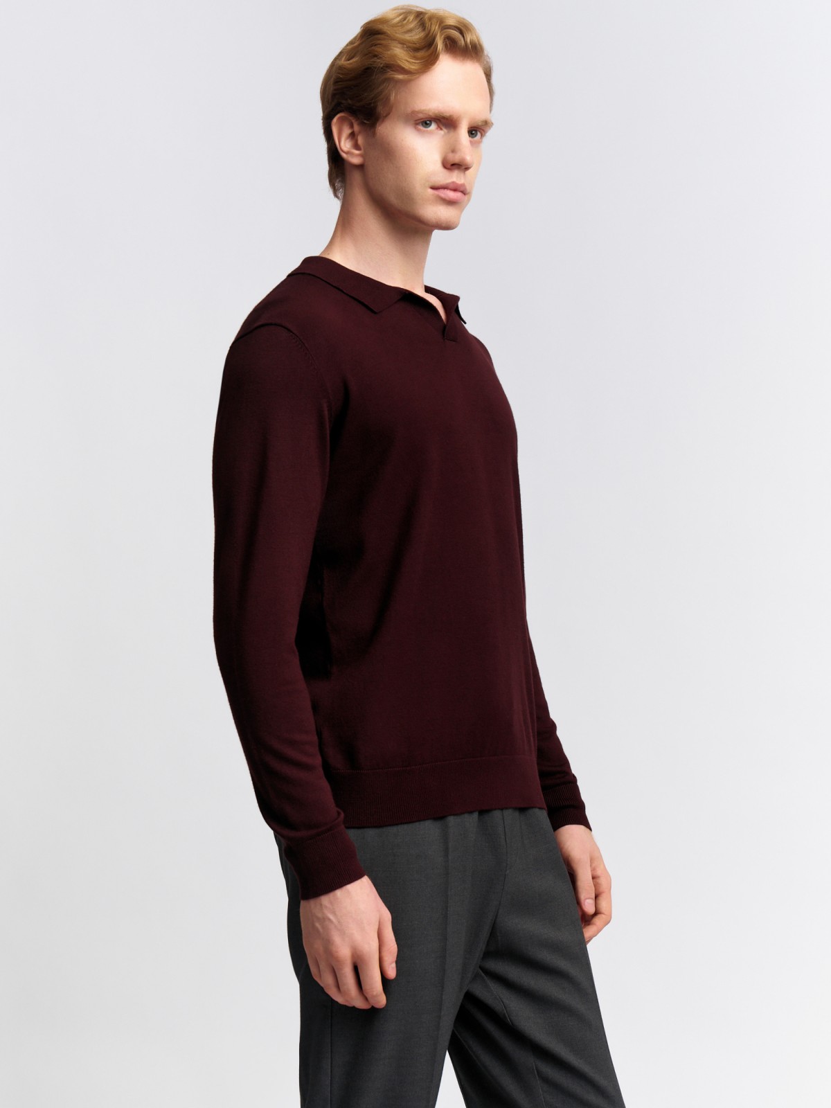 Трикотажный джемпер поло с длинным рукавом