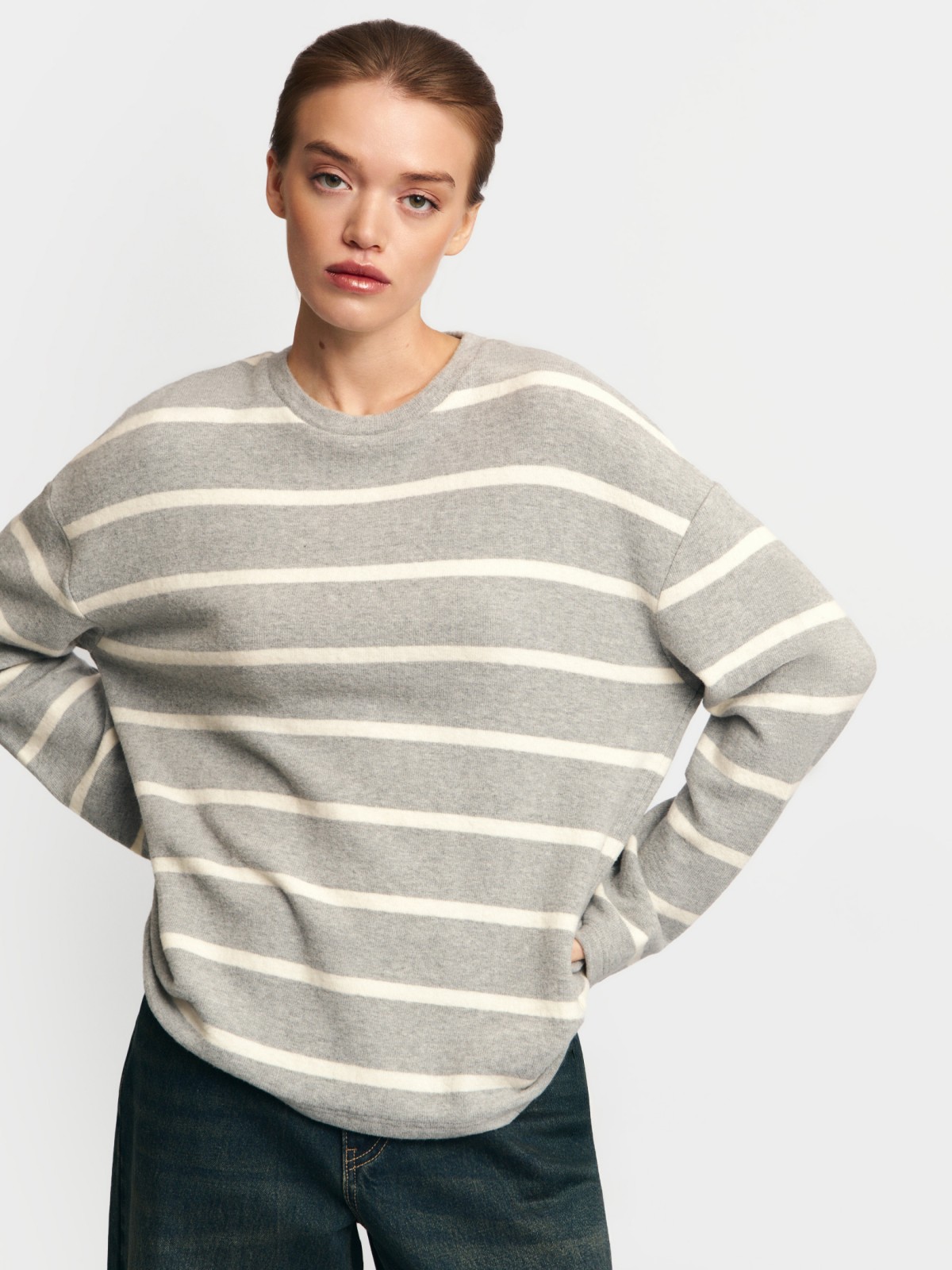 Джемпер из вязаного трикотажа в полоску