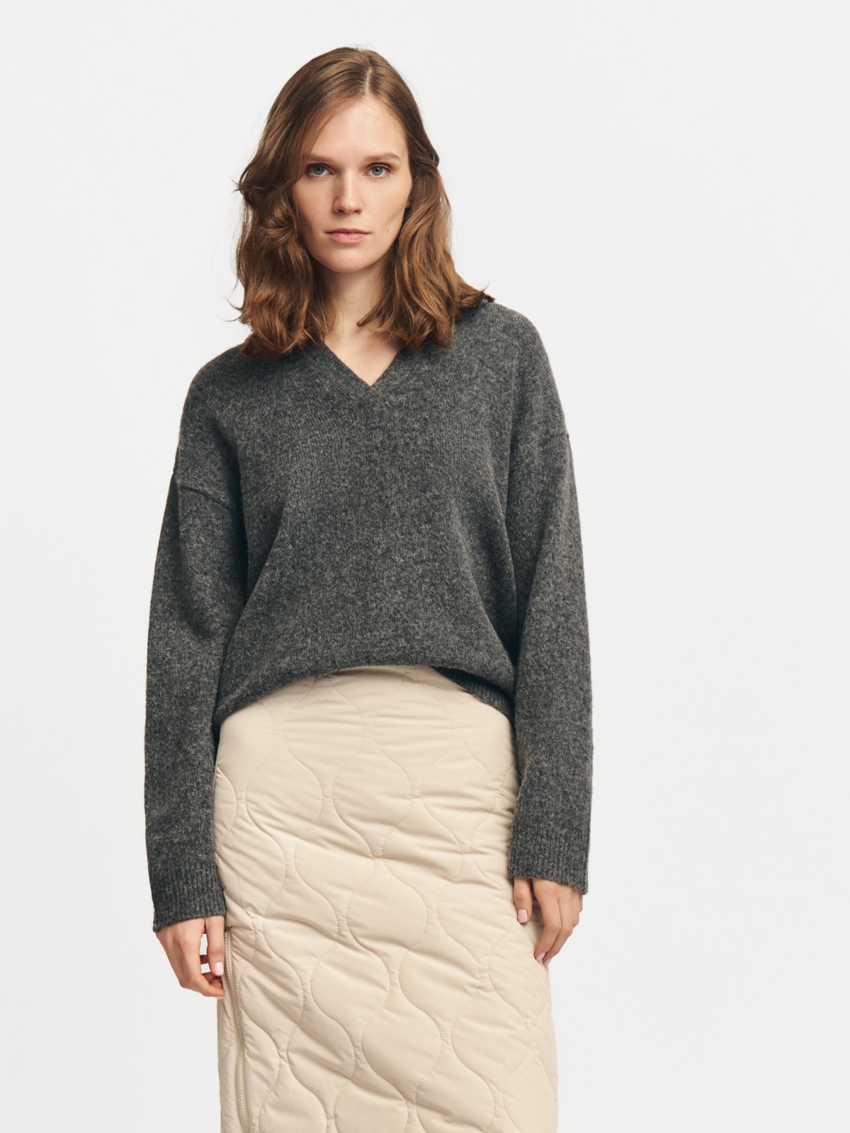 Вязаный пуловер поло с шерстью