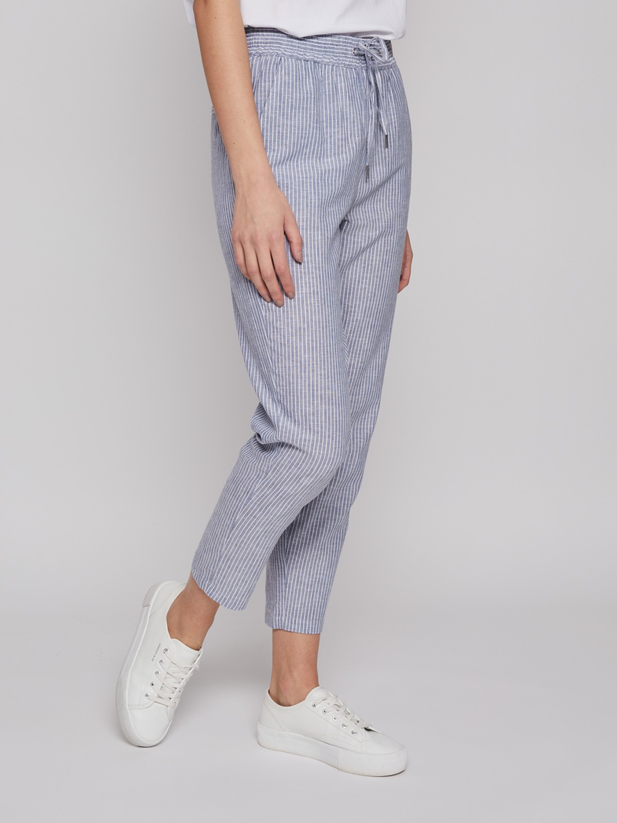 Брюки-джоггеры из льна на резинке