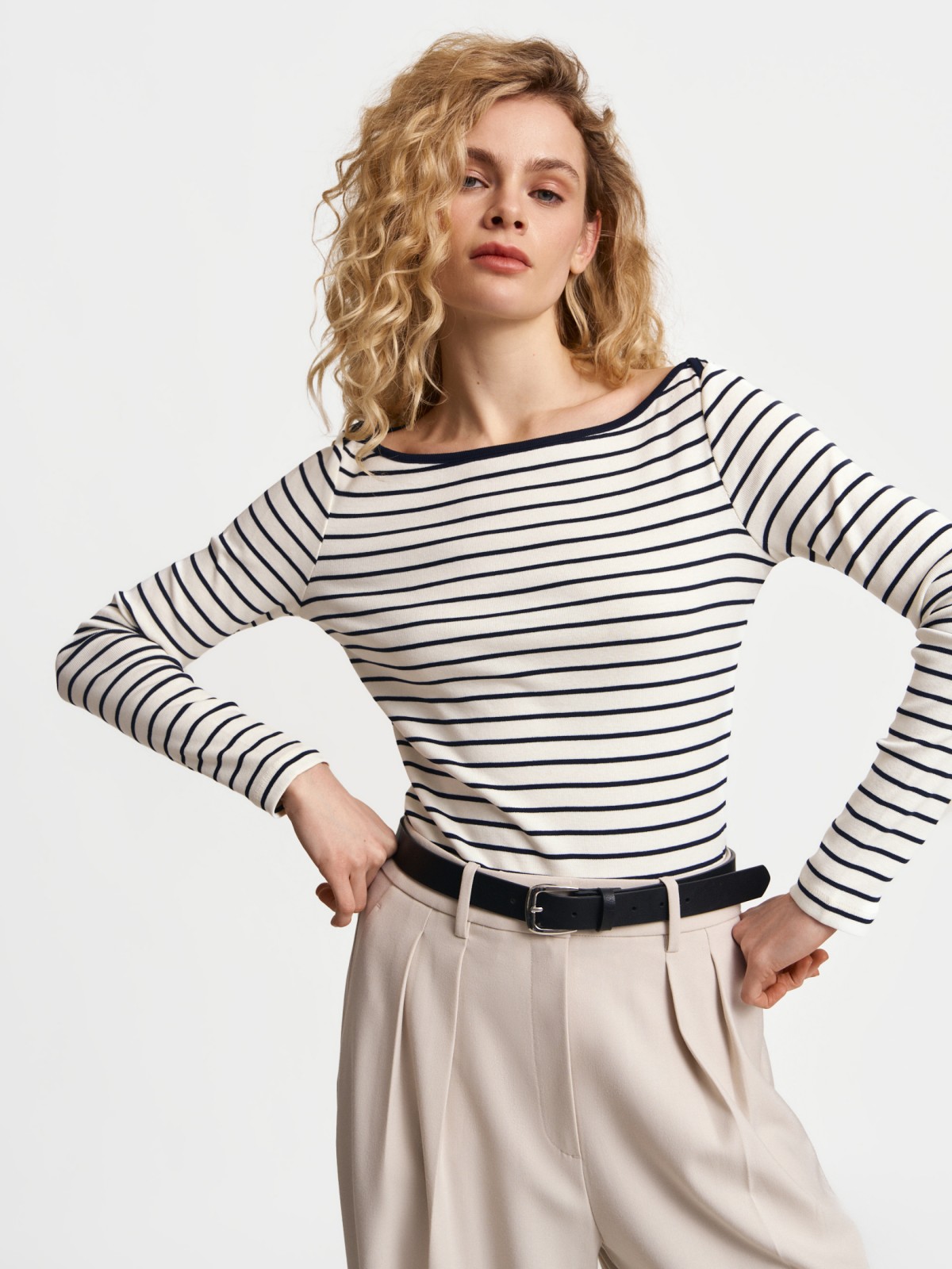 Лонгслив из хлопка в полоску