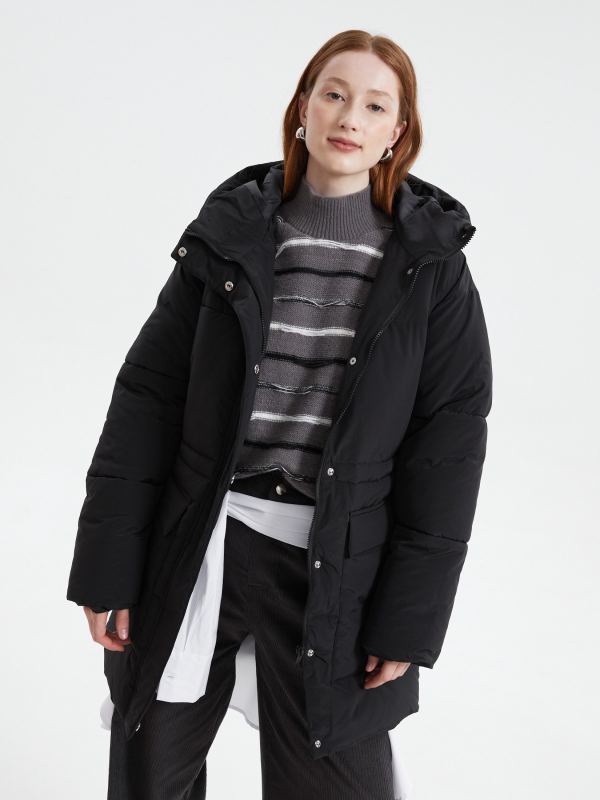 Тёплая куртка с капюшоном и кулиской