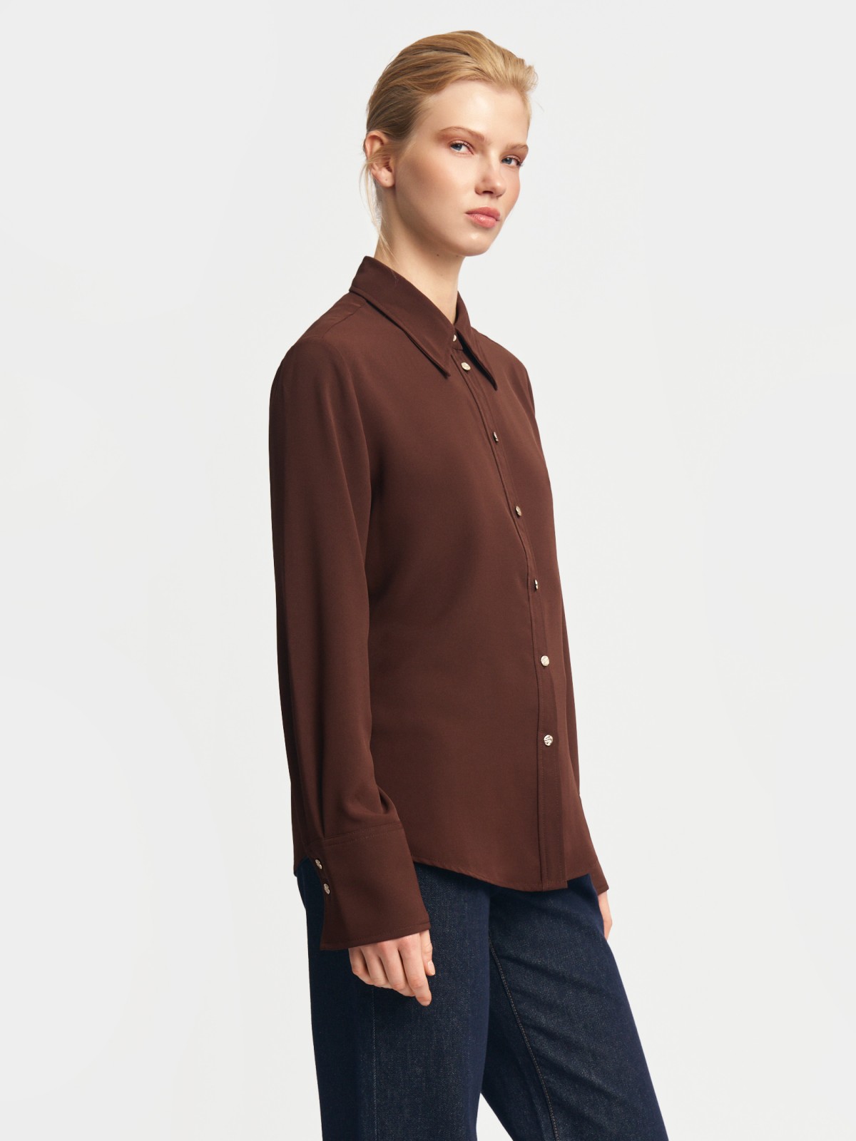 Рубашка прямого фасона с длинным рукавом