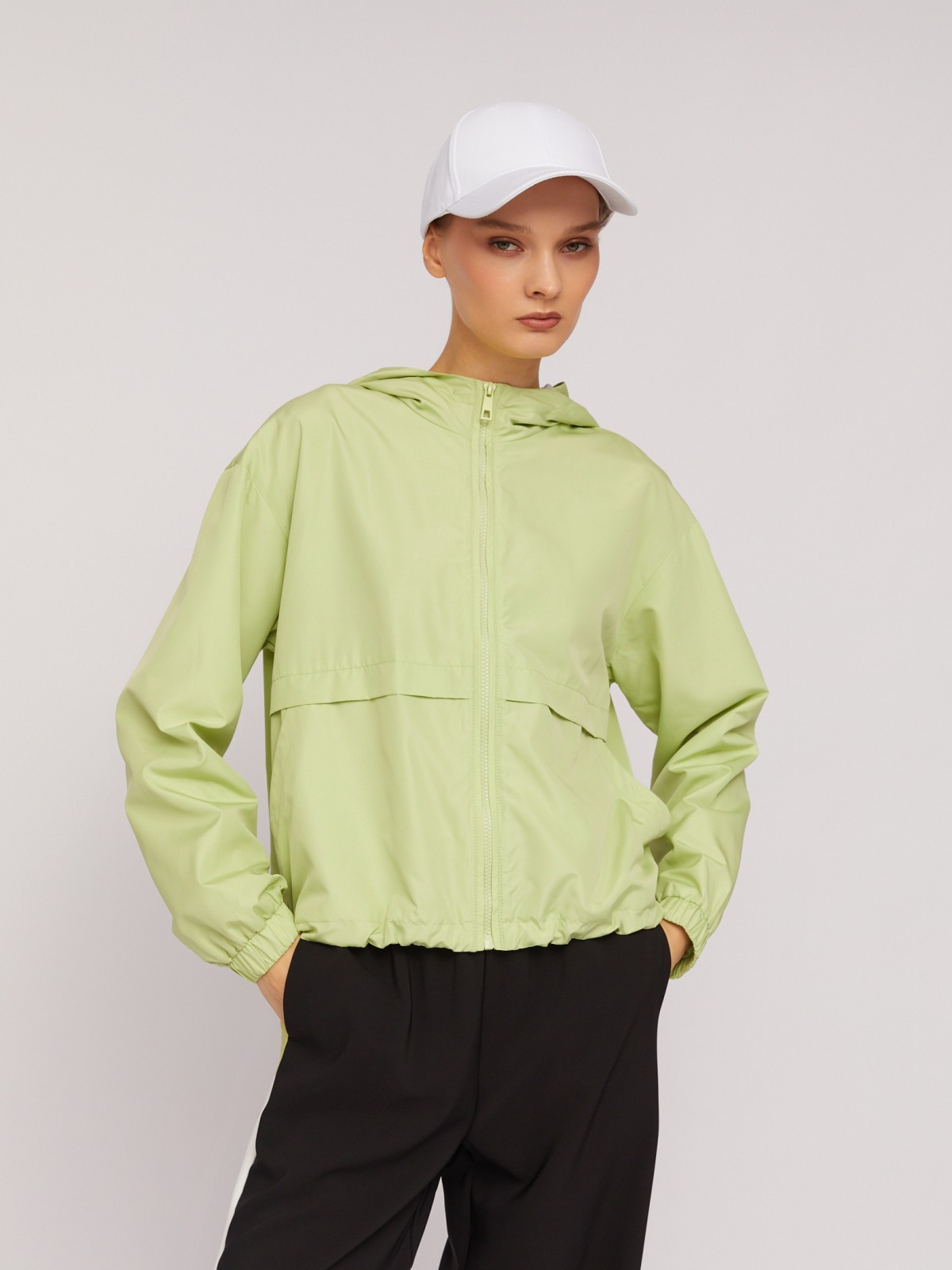 Куртка-ветровка с капюшоном в спортивном стиле zolla 024215602044, цвет лайм, размер M - фото 3