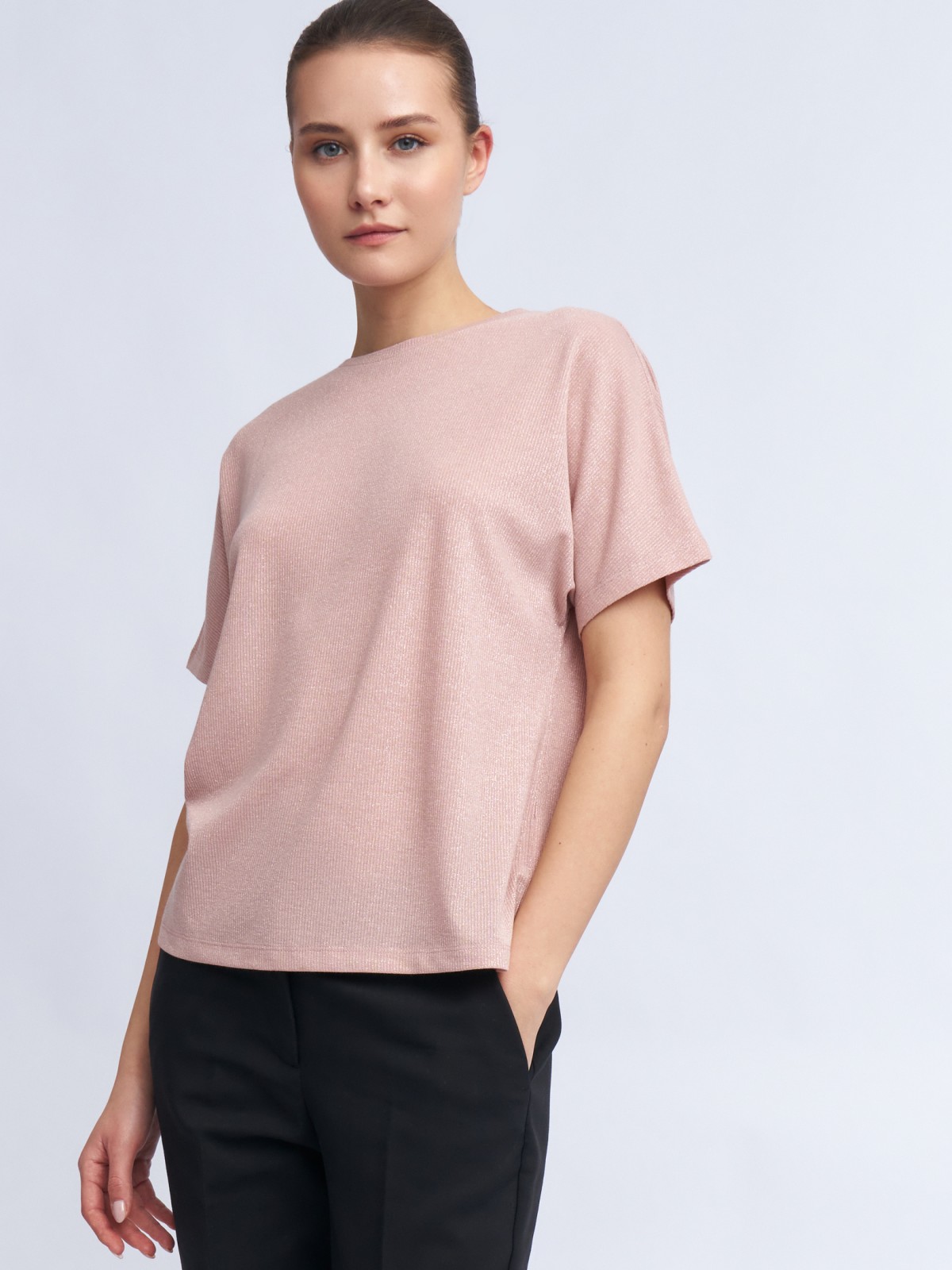 Трикотажный топ-блузка с люрексом