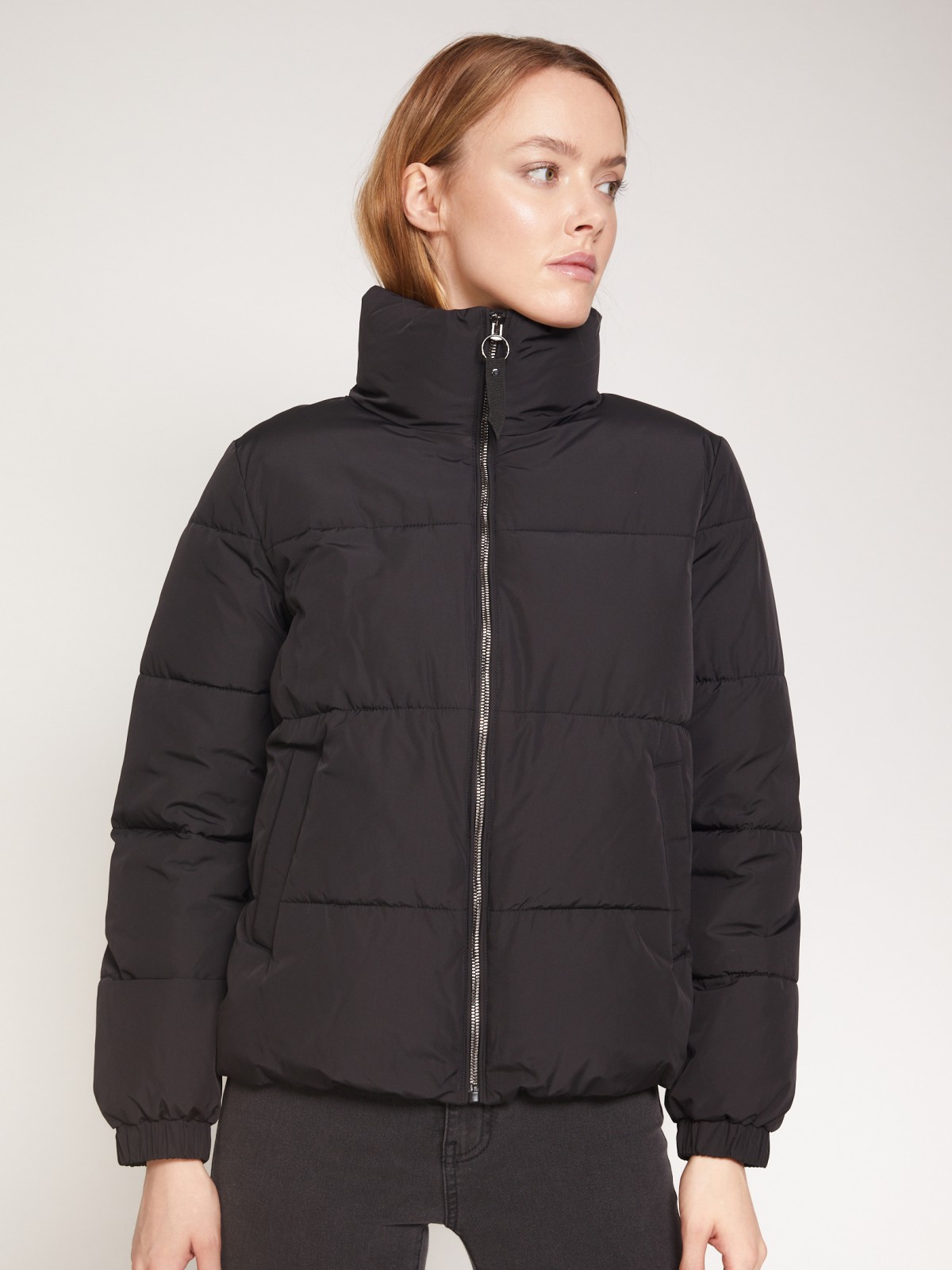 Тёплая куртка с высоким воротником-стойкой zolla 021335112034, цвет черный, размер XS - фото 4