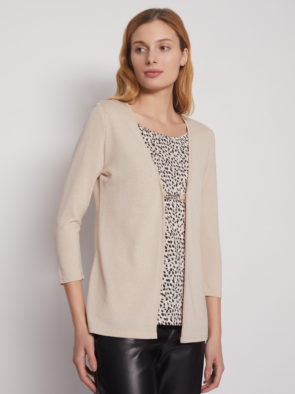 Комбинированный джемпер с имитацией кардигана