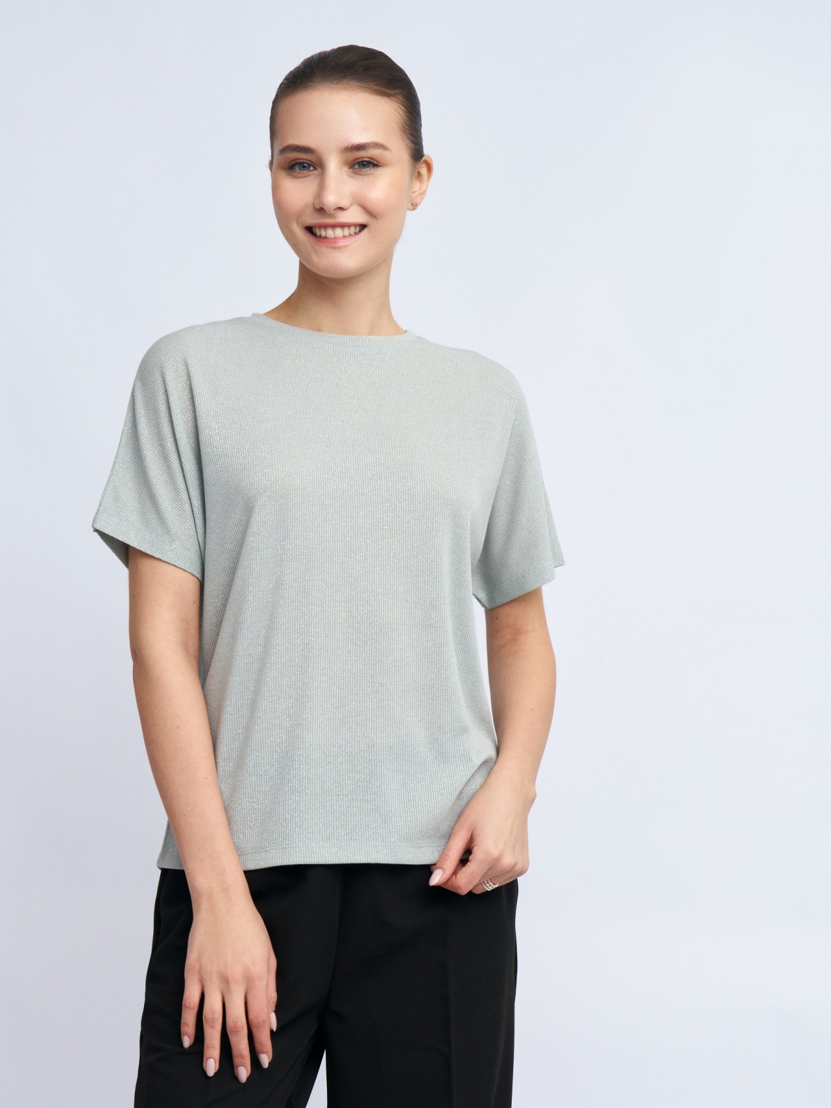 Трикотажный топ-блузка с люрексом