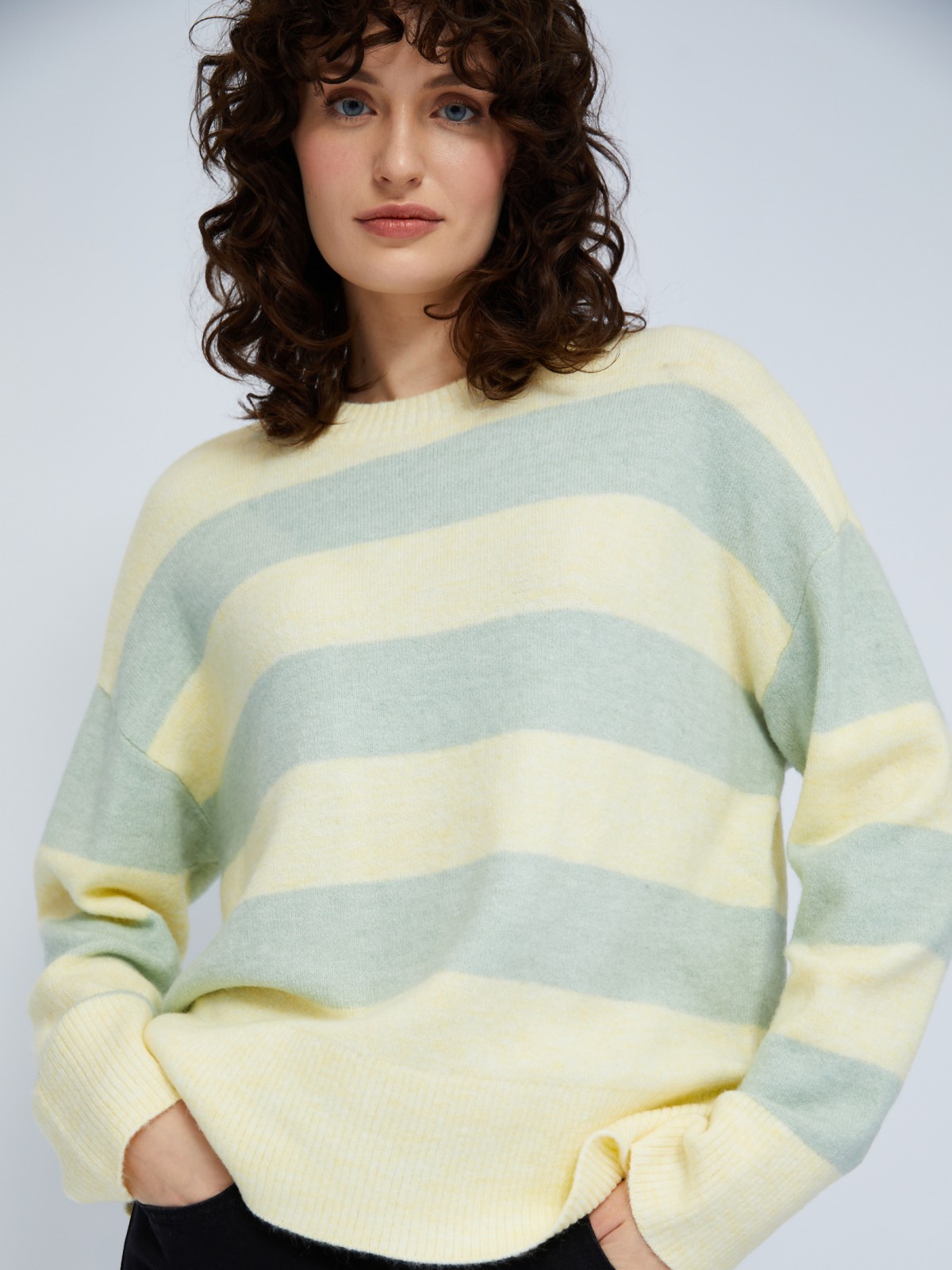 Вязаный джемпер в полоску с длинным рукавом