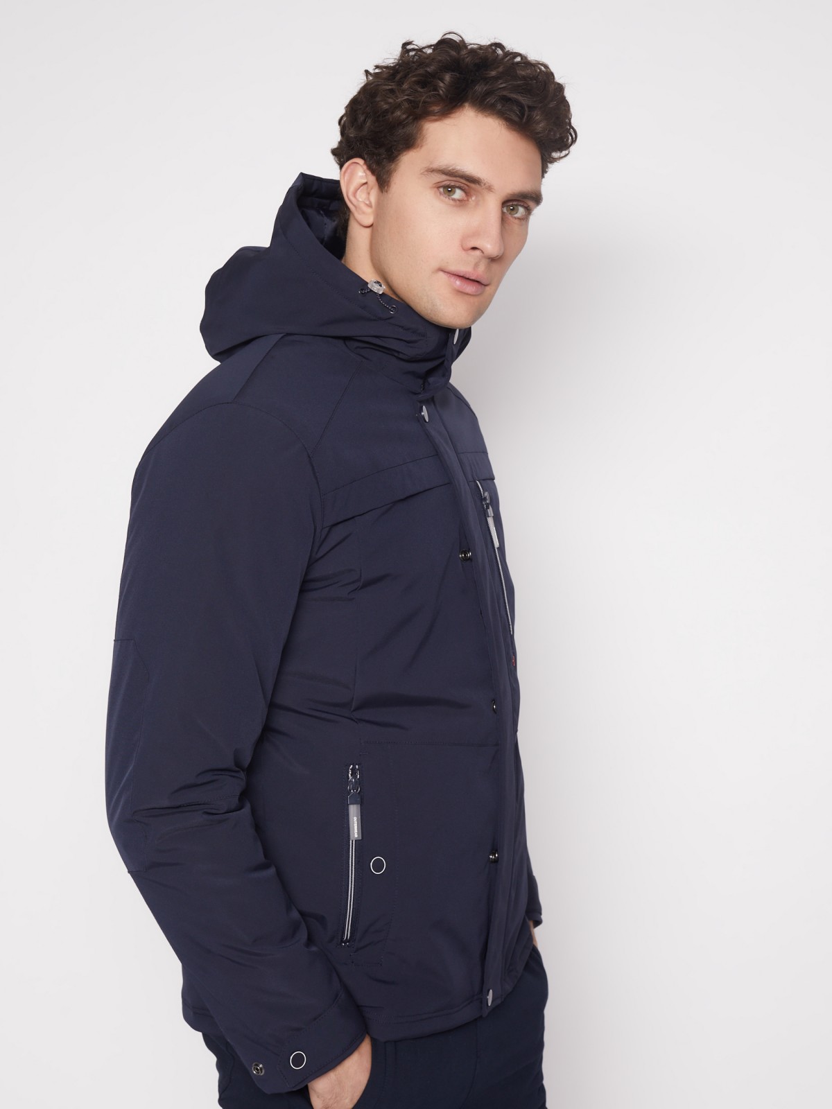 Утеплённая куртка с капюшоном zolla 012135102104, цвет темно-синий, размер M - фото 5