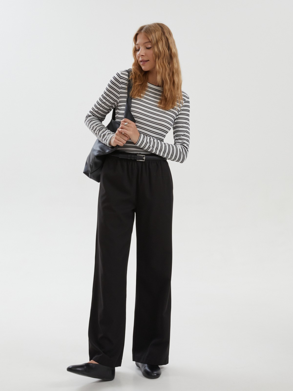 Прямые брюки на резинке с кулиской