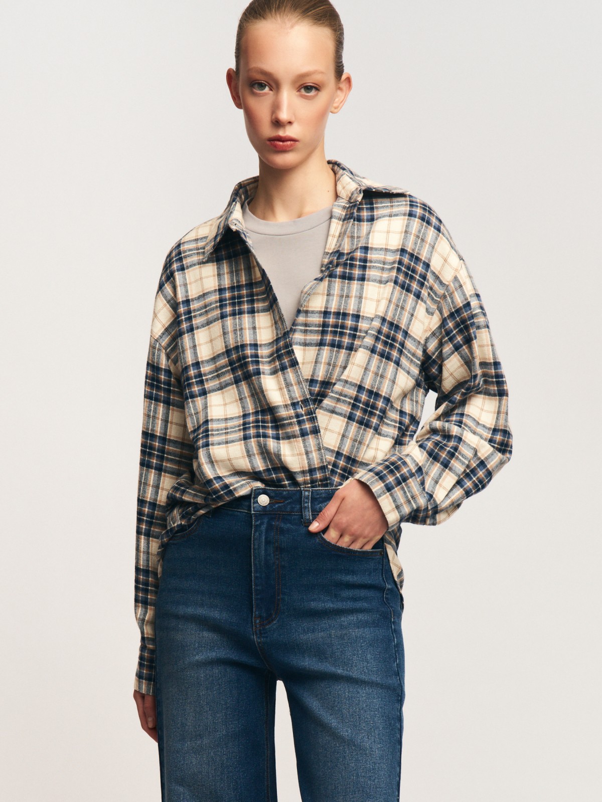 Фланелевая рубашка из хлопка в клетку