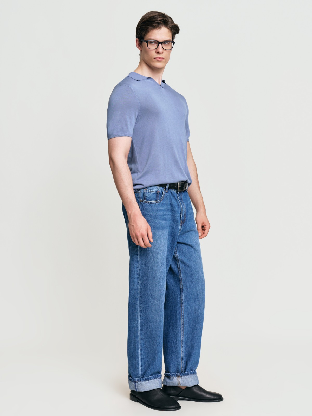 Трикотажный джемпер поло с коротким рукавом