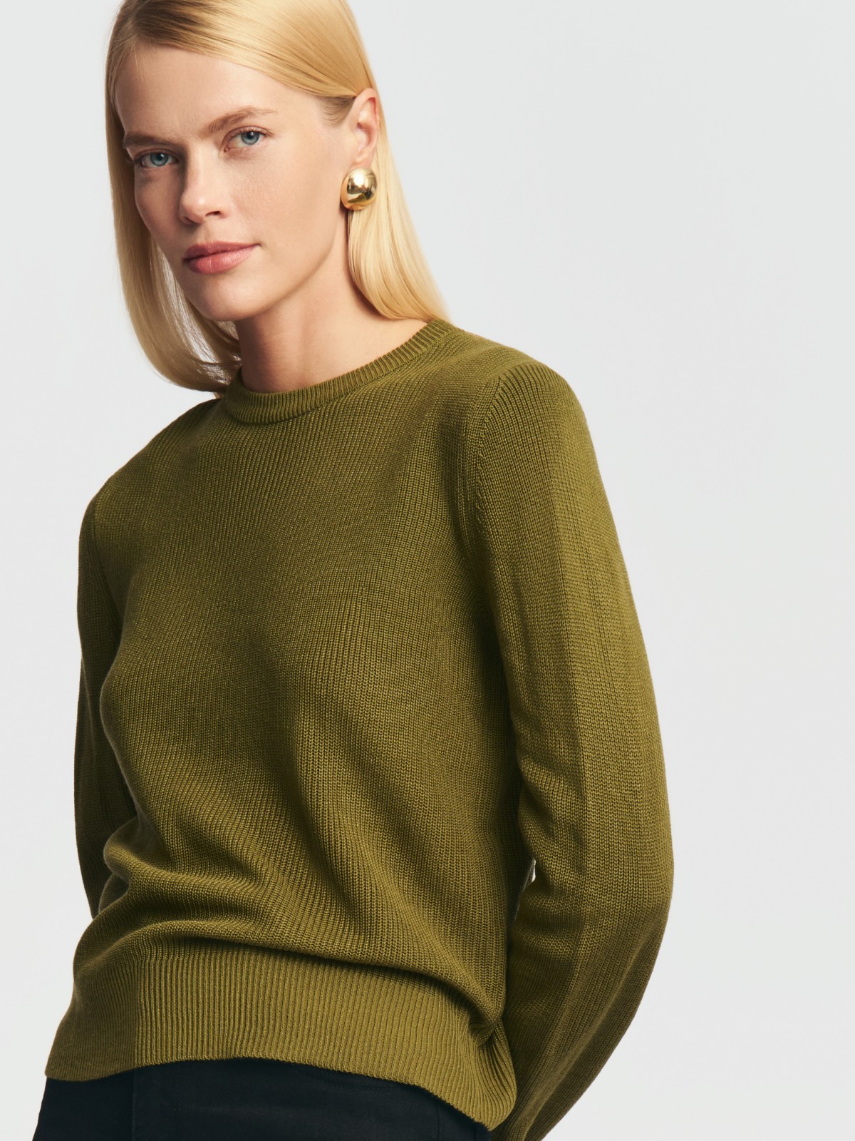 Вязаный джемпер из акрила с длинным рукавом