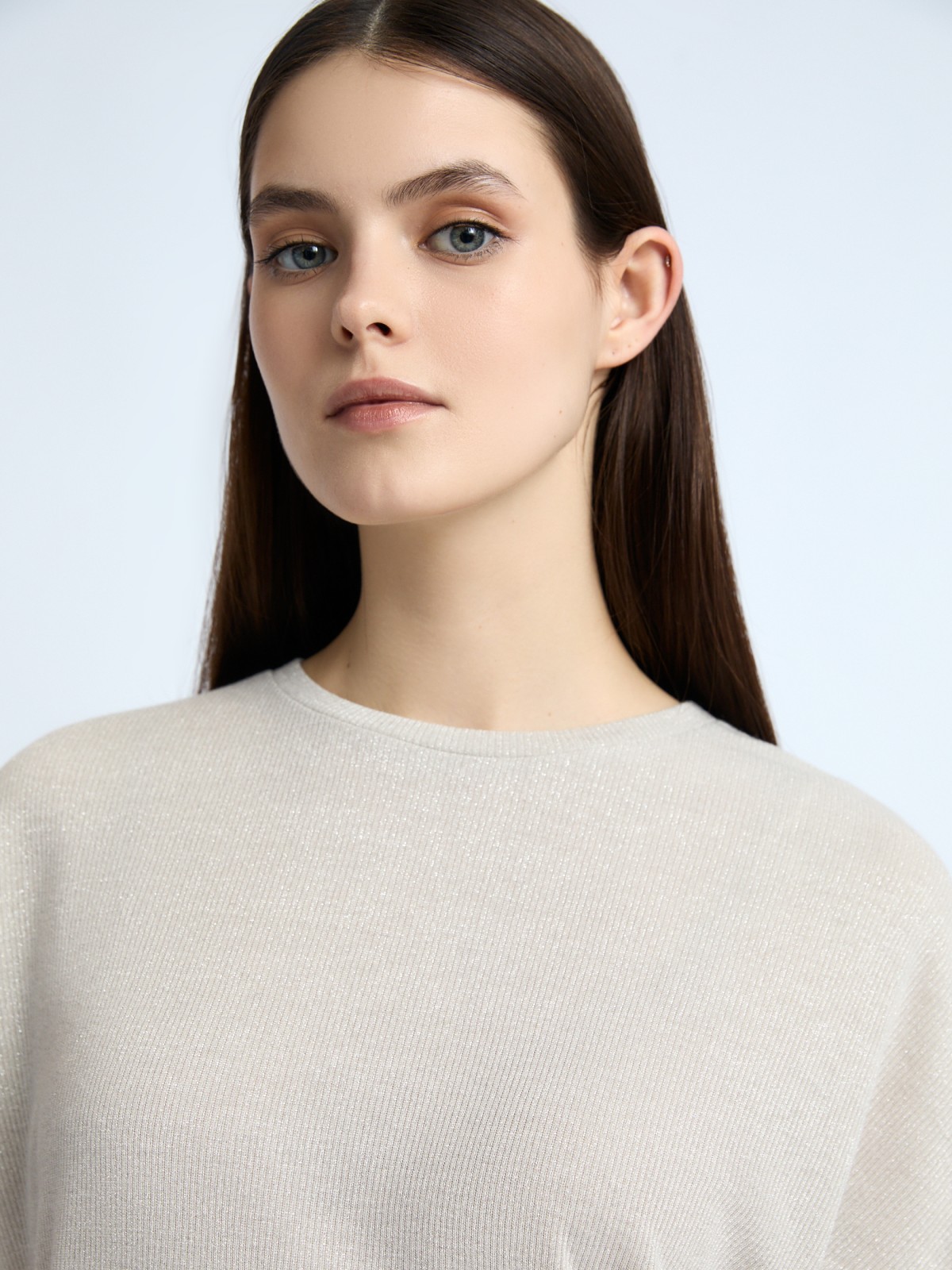 Трикотажный топ-блузка с люрексом