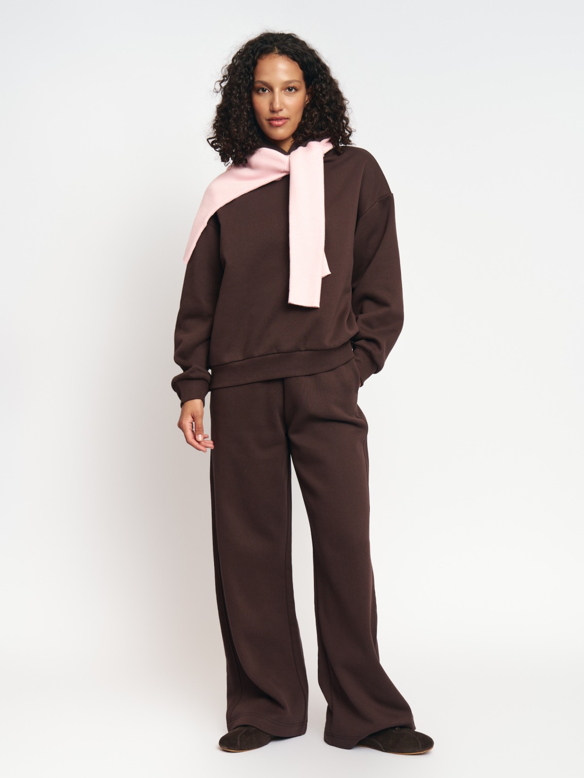 Утеплённые брюки на резинке с начёсом