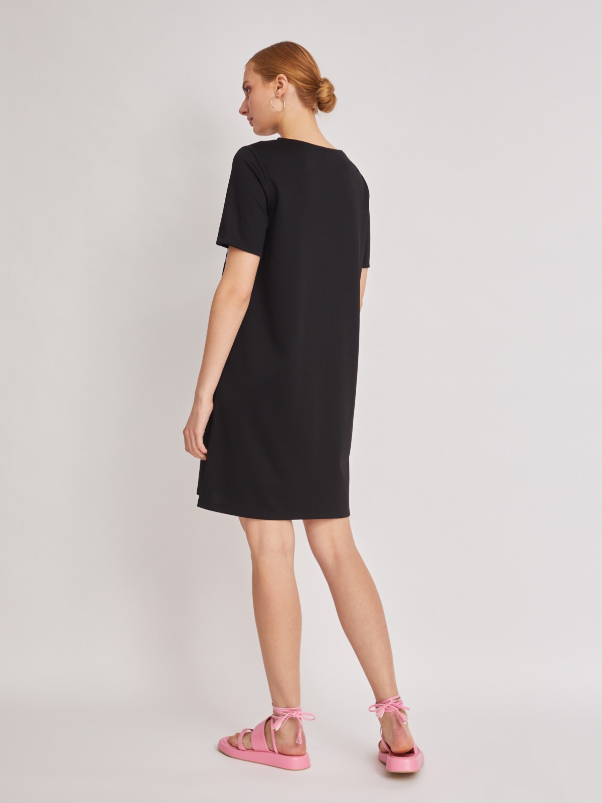 Платье-футболка с принтом zolla 22321812L012, цвет черный, размер XS - фото 6