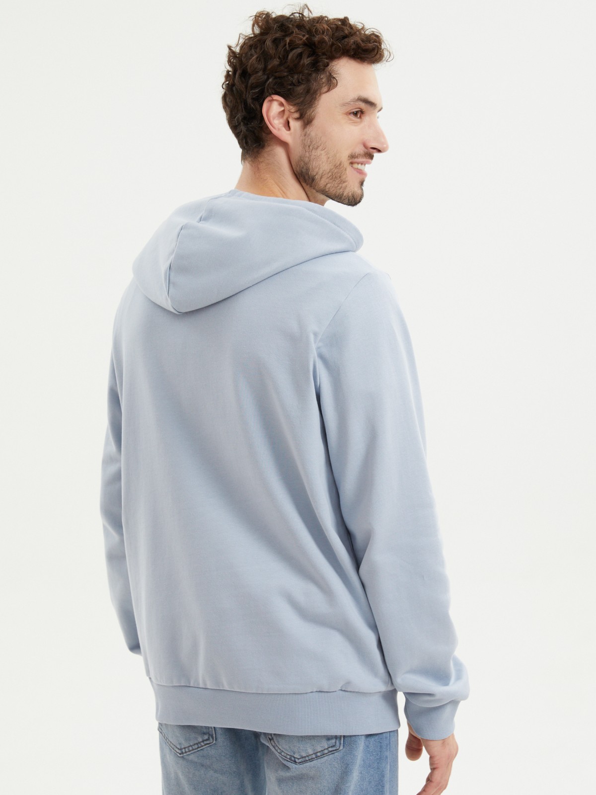 Худи из хлопка с капюшоном однотонное