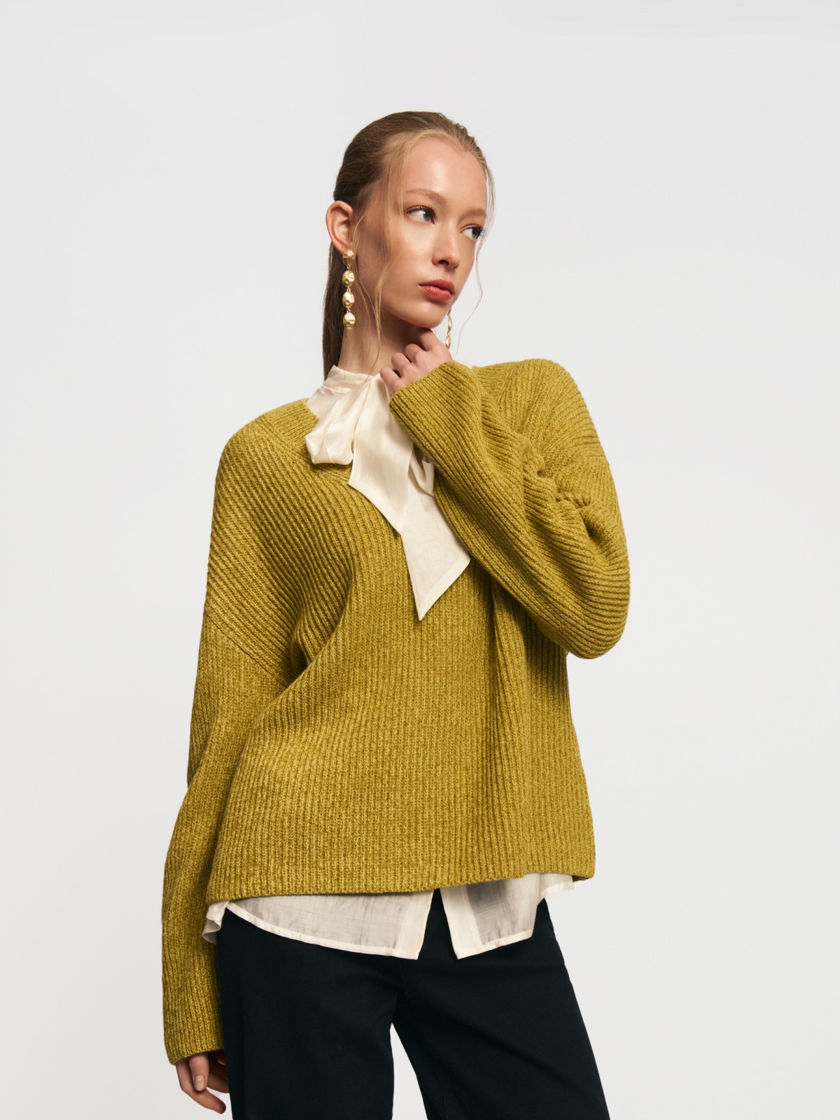 Вязаный пуловер с шерстью