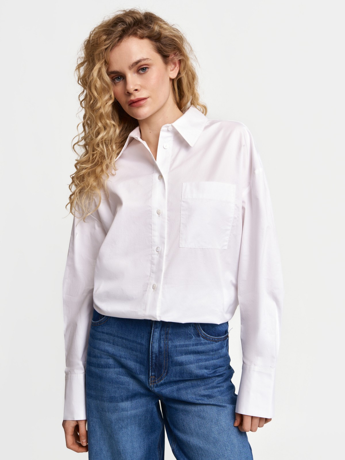 Рубашка оверсайз силуэта из хлопка