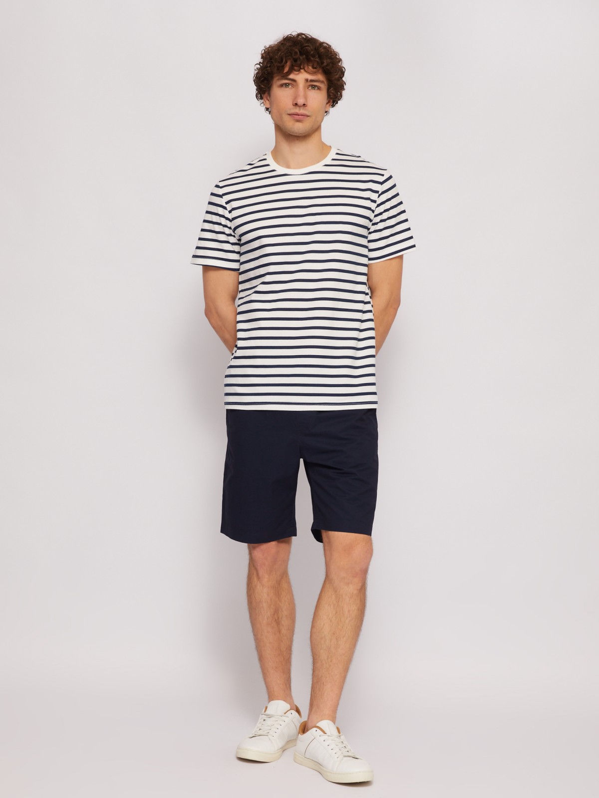 Футболка из хлопка в полоску с коротким рукавом