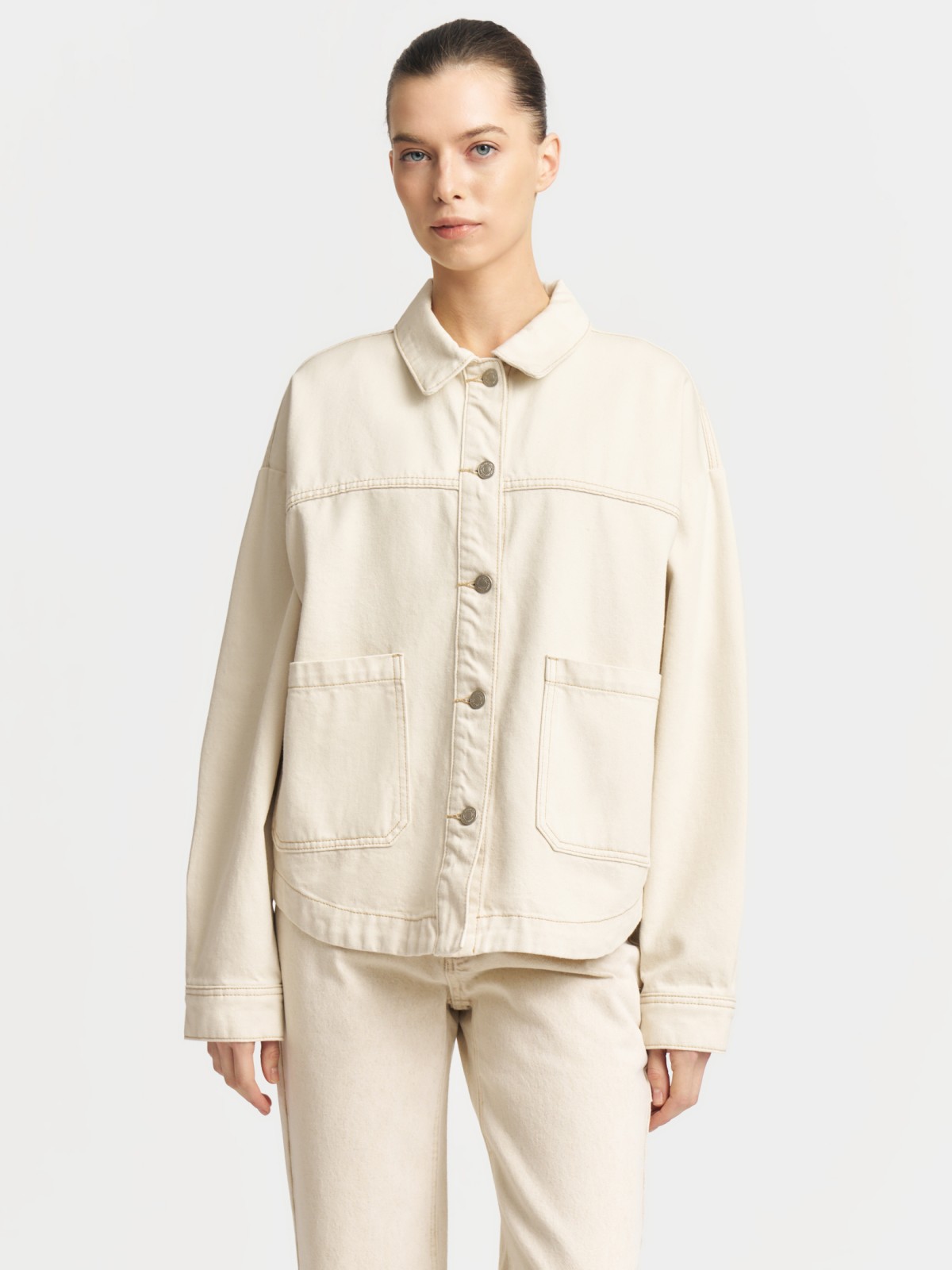 Джинсовая куртка-рубашка из хлопка