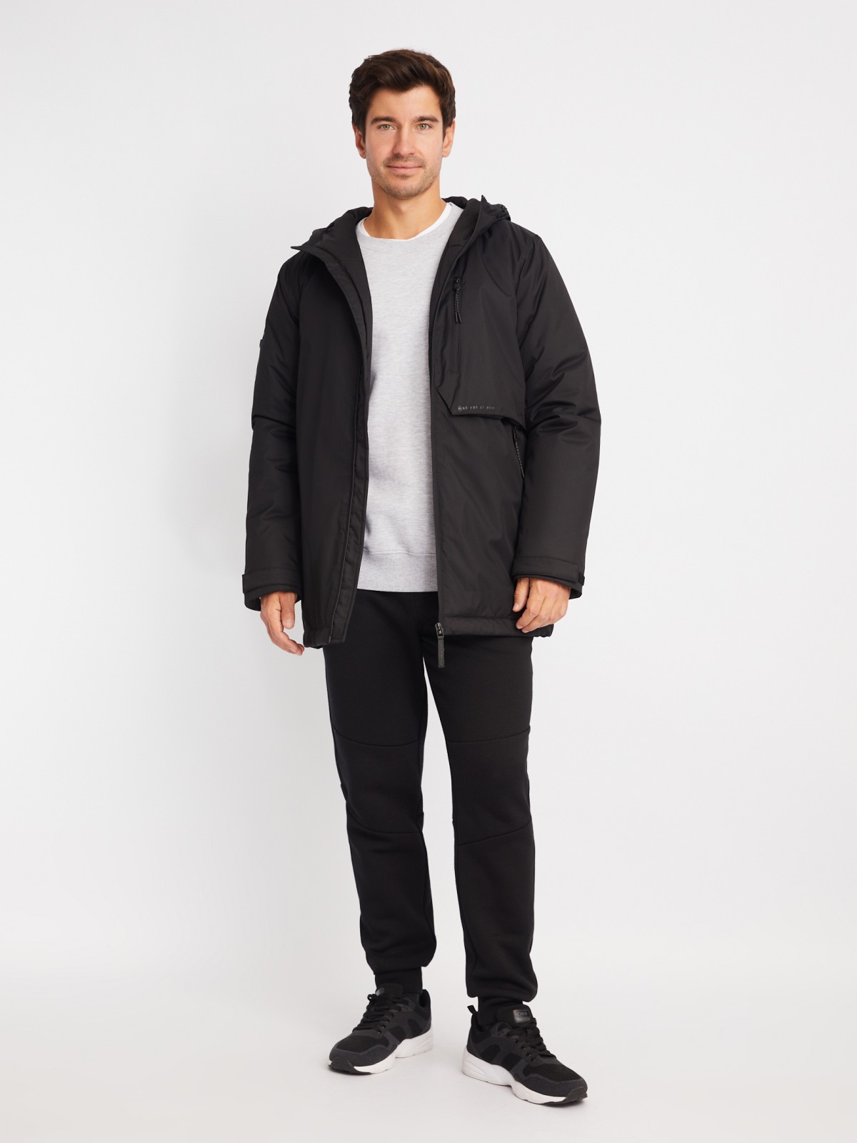 Тёплая куртка с капюшоном на синтепоне zolla 01412510L124, цвет черный, размер M - фото 2