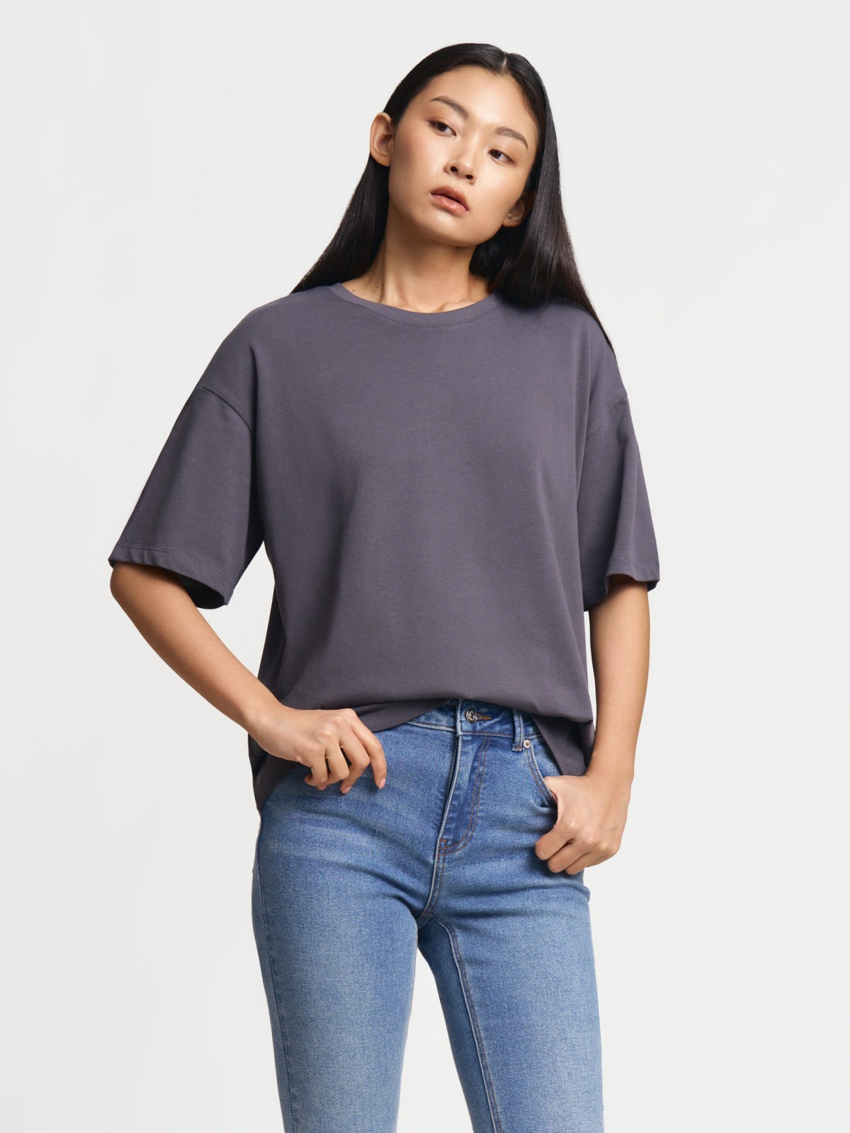 Футболка оверсайз из хлопка однотонная