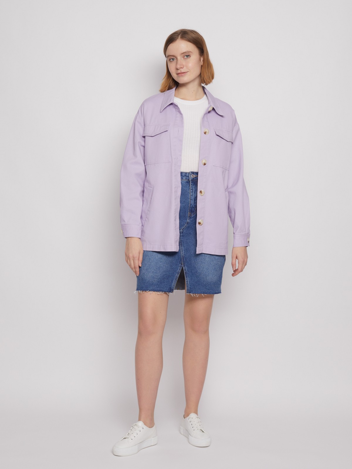 Куртка-рубашка с поясом zolla 02221547Z043, цвет лиловый, размер XS - фото 2
