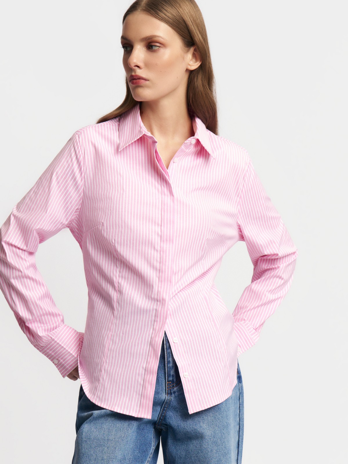 Рубашка в полоску с длинным рукавом