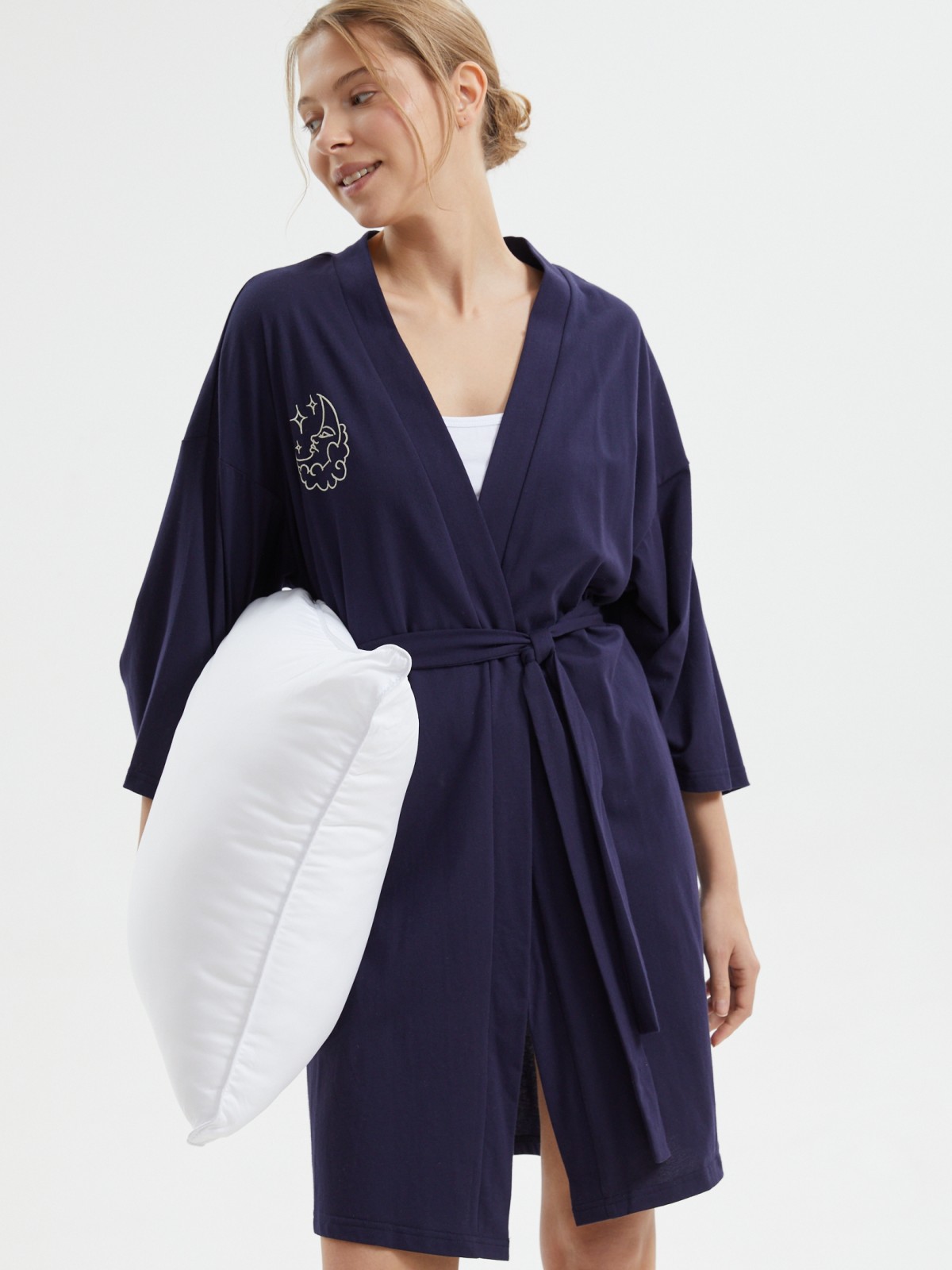 Трикотажный халат с поясом