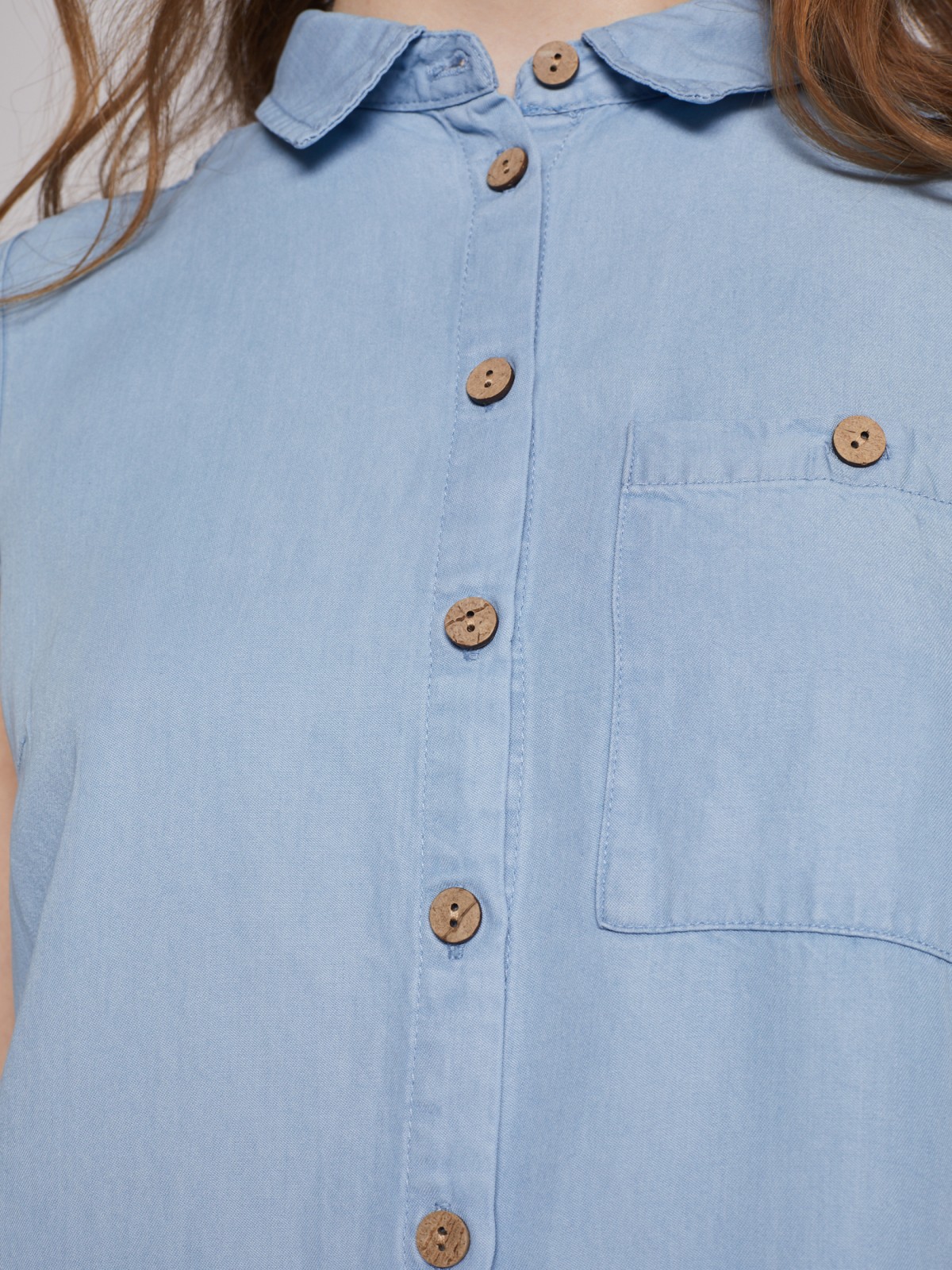 Блузка без рукавов zolla 22025134Y013, цвет голубой, размер XXS - фото 5