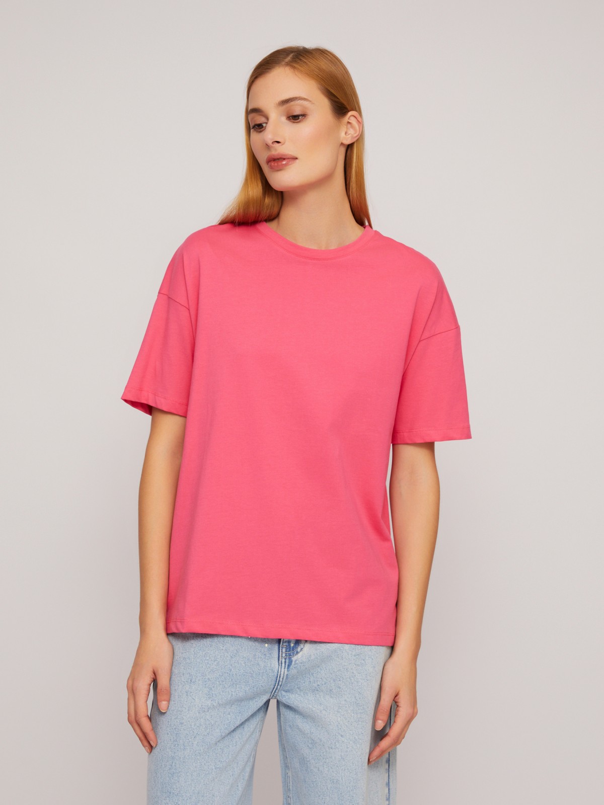 Футболка из хлопка с коротким рукавом без принта