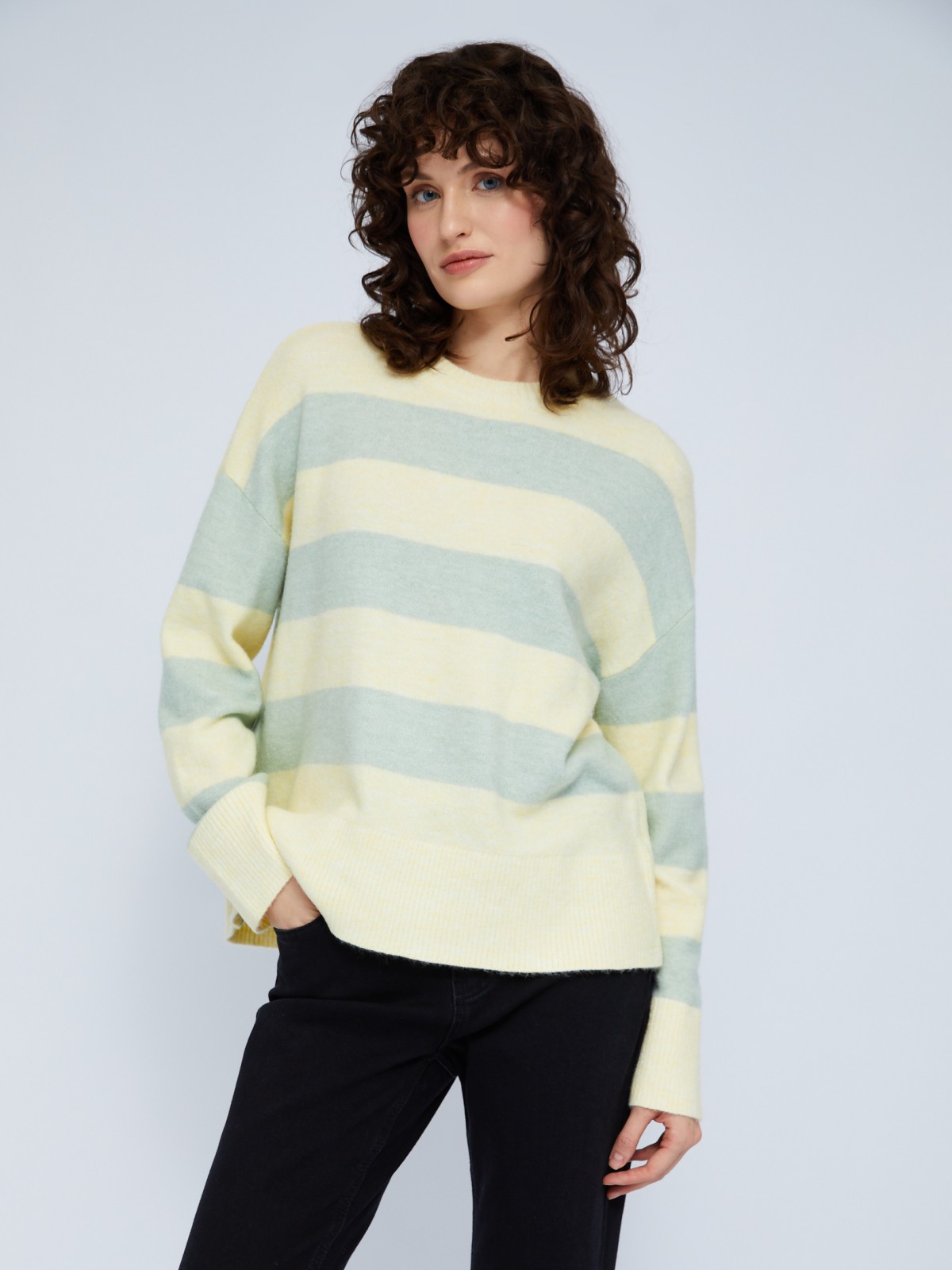 Вязаный джемпер в полоску с длинным рукавом