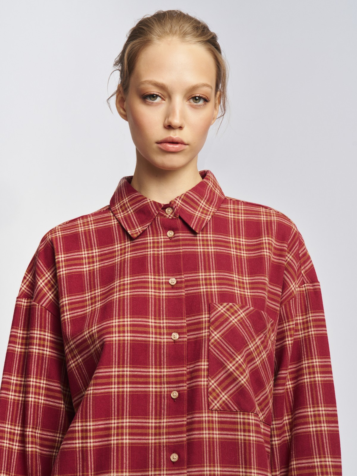 Фланелевая рубашка из хлопка в клетку