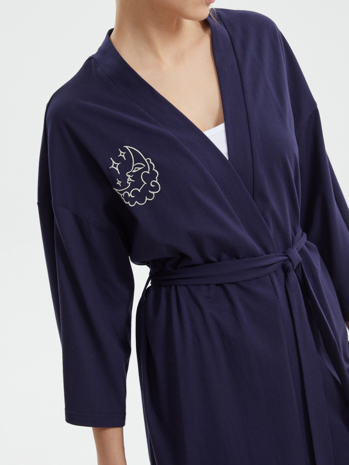 Трикотажный халат с поясом