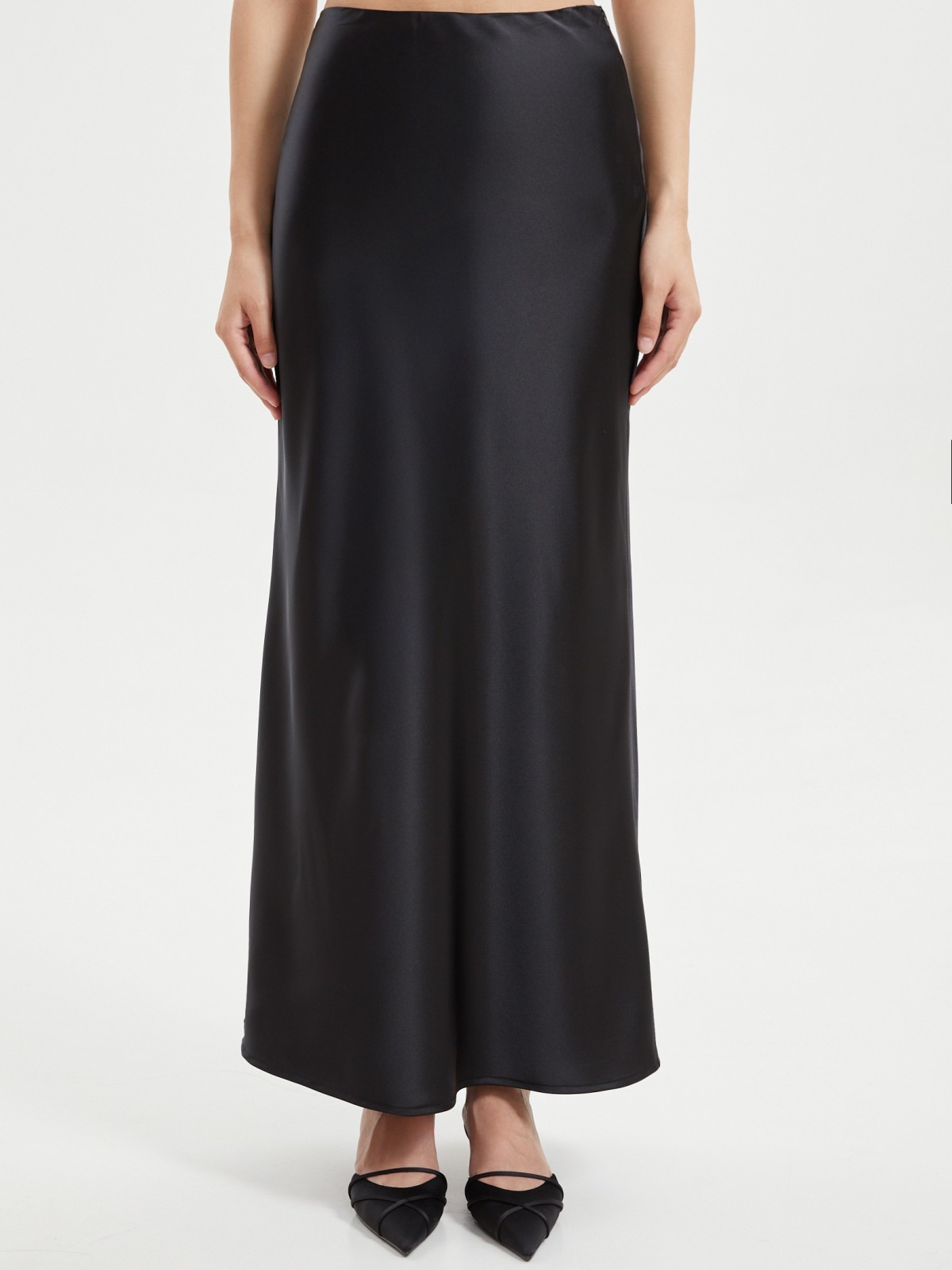 Атласная юбка годе макси