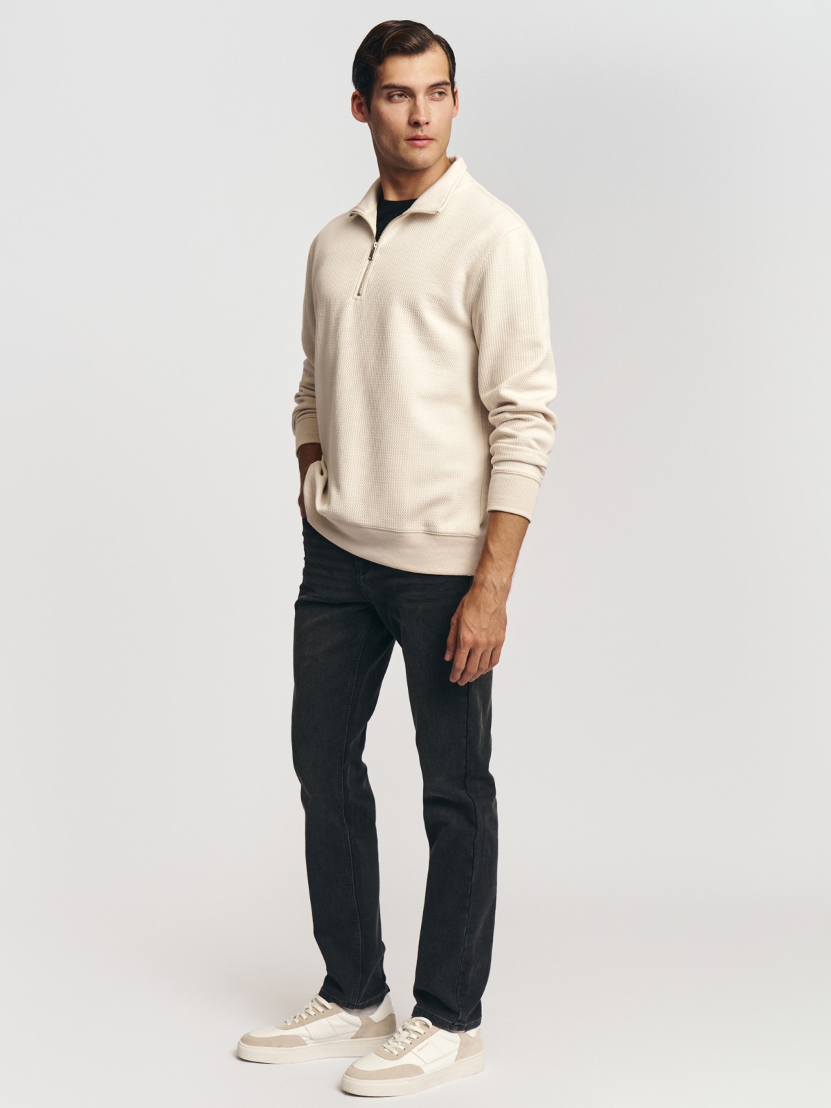 Прямой трикотажный свитшот на молнии