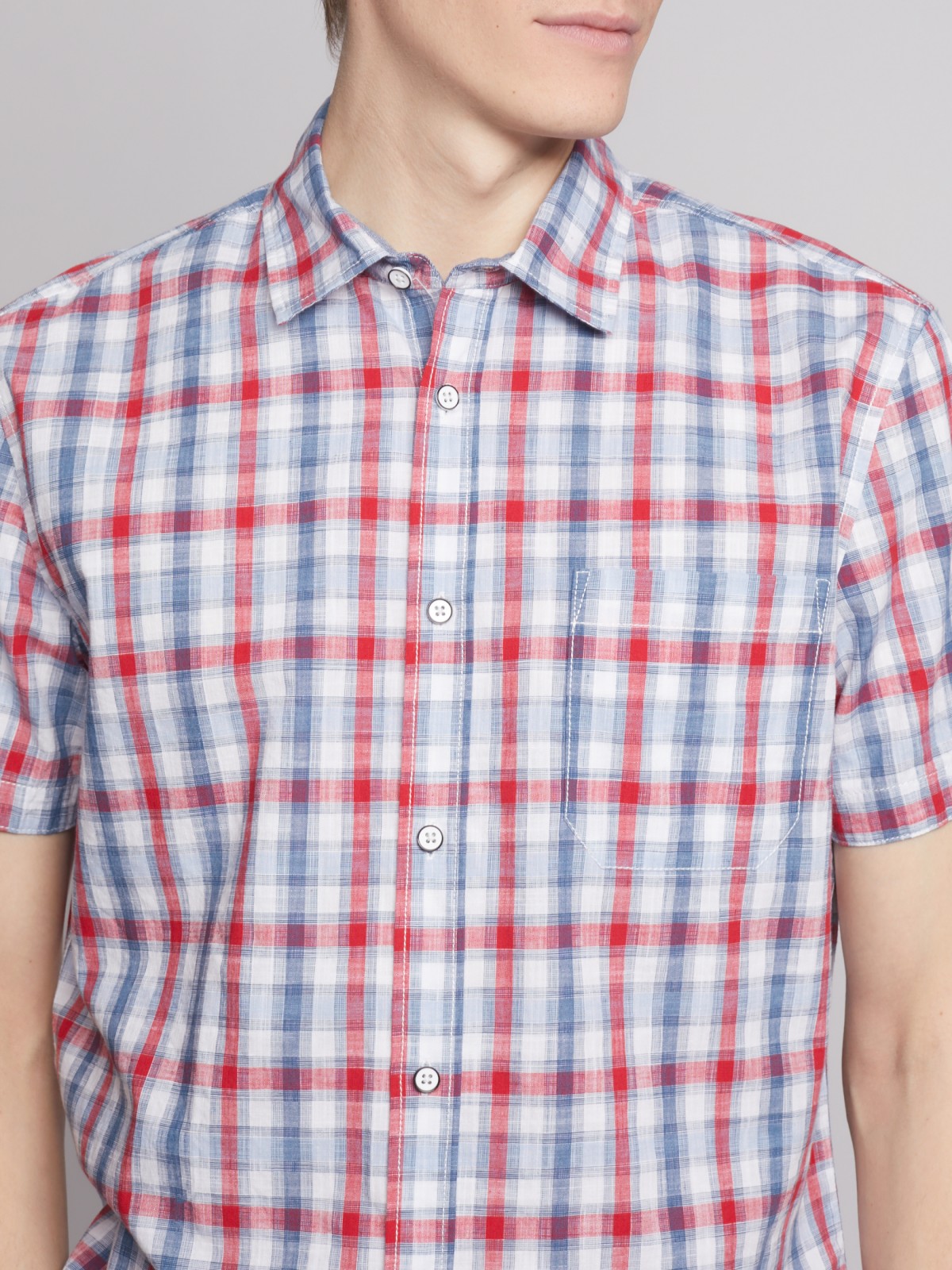 Рубашка с коротким рукавом zolla 01224224R043, цвет красный, размер M - фото 4