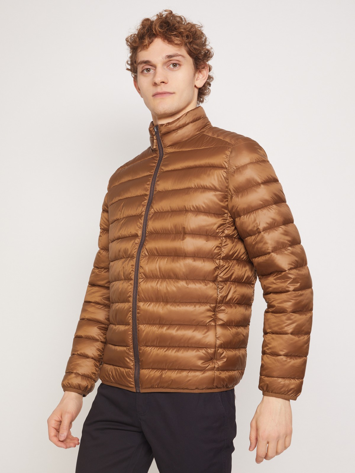 Ультралёгкая стёганая куртка с воротником-стойкой zolla 011335102214, цвет горчичный, размер S - фото 4
