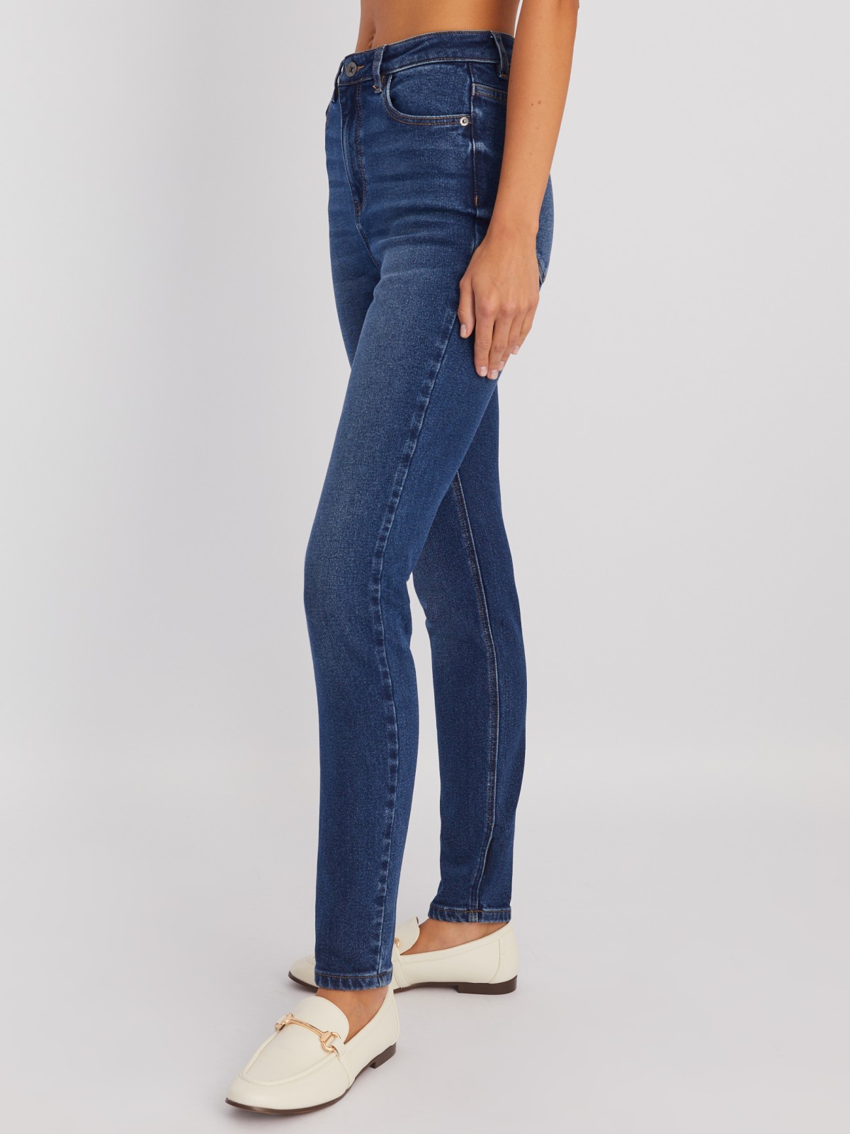 Утеплённые джинсы силуэта Skinny с высокой посадкой